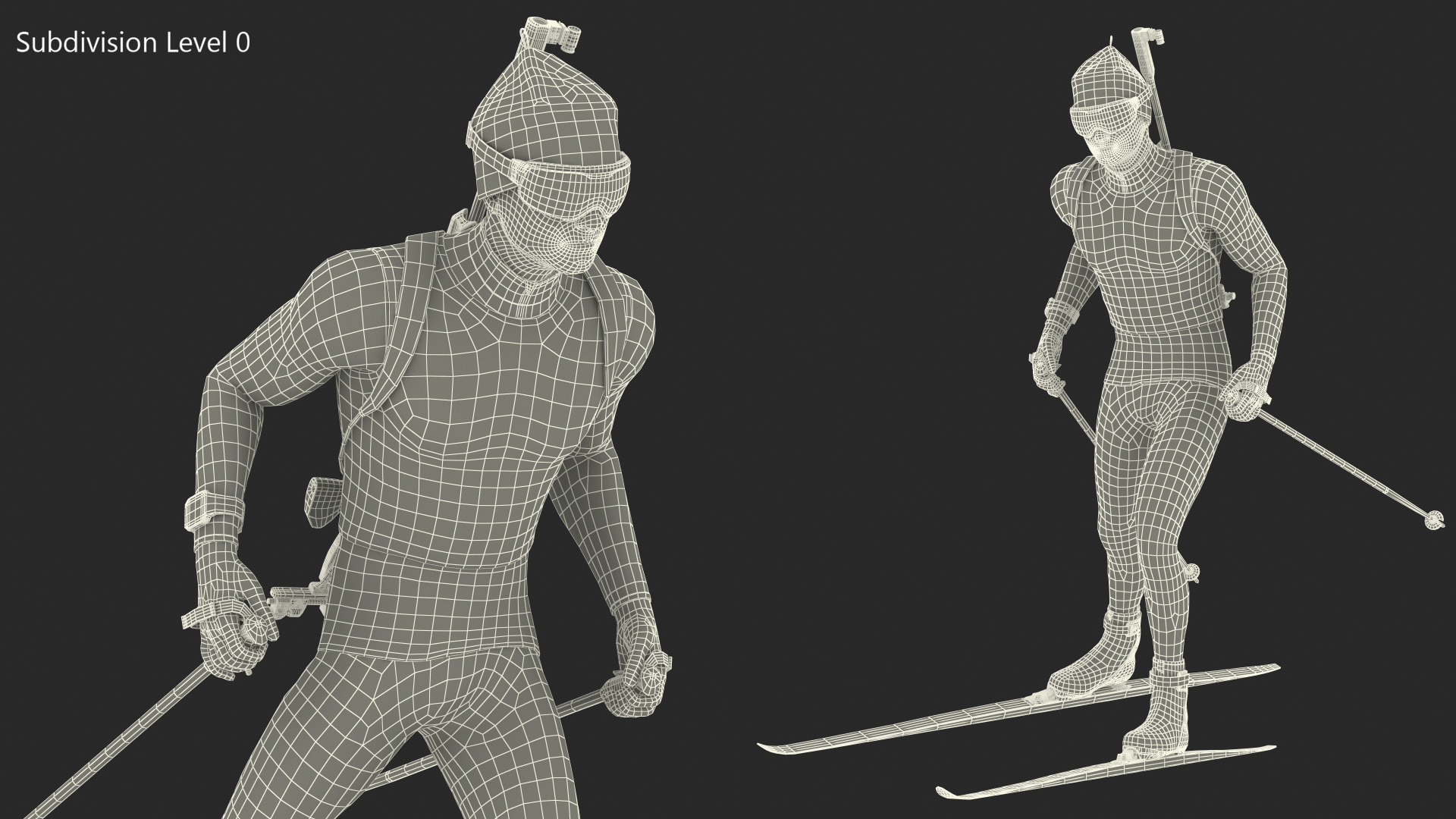 Biathlete Fully Equipped Running Pose 3D