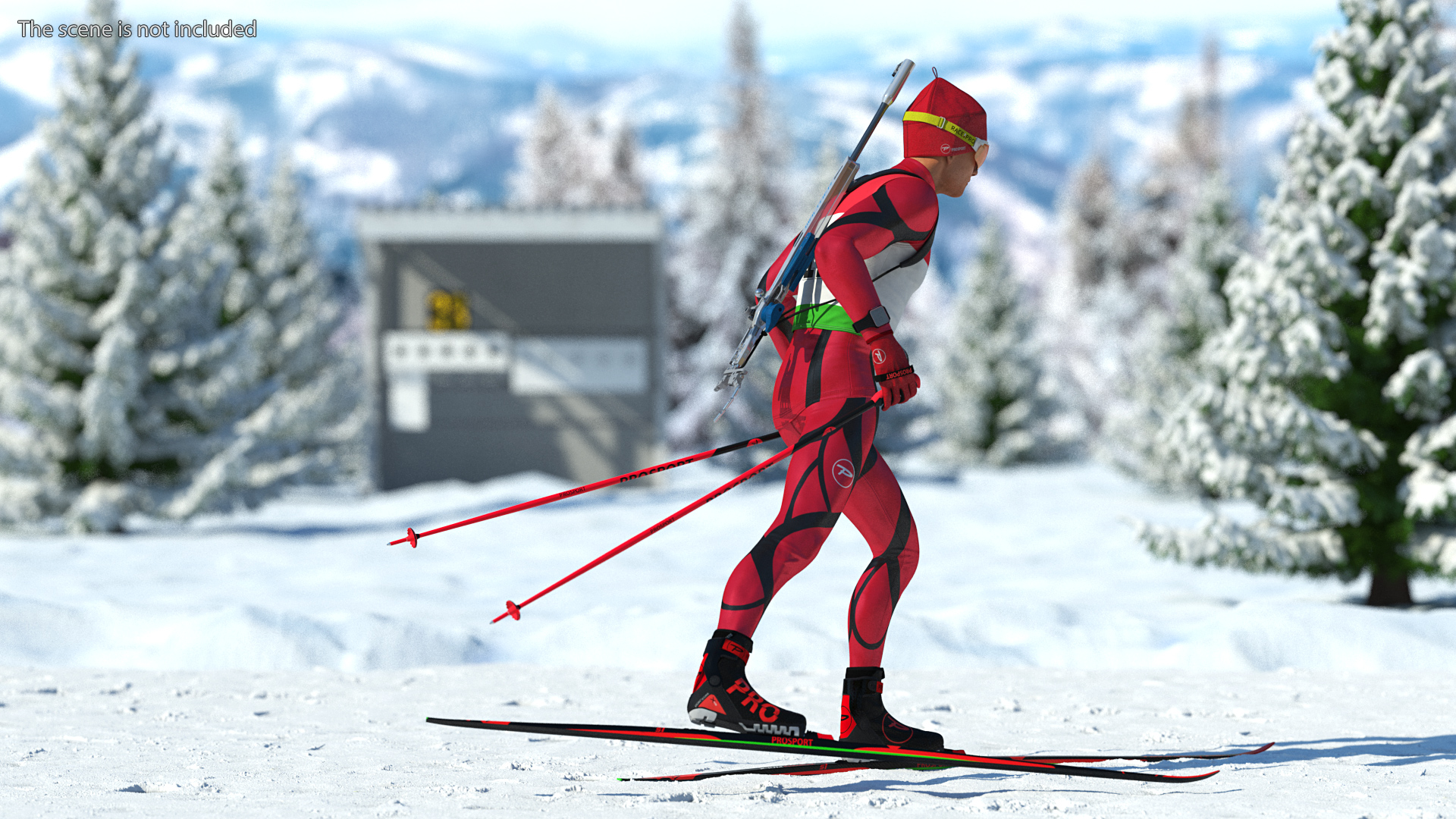 Biathlete Fully Equipped Running Pose 3D