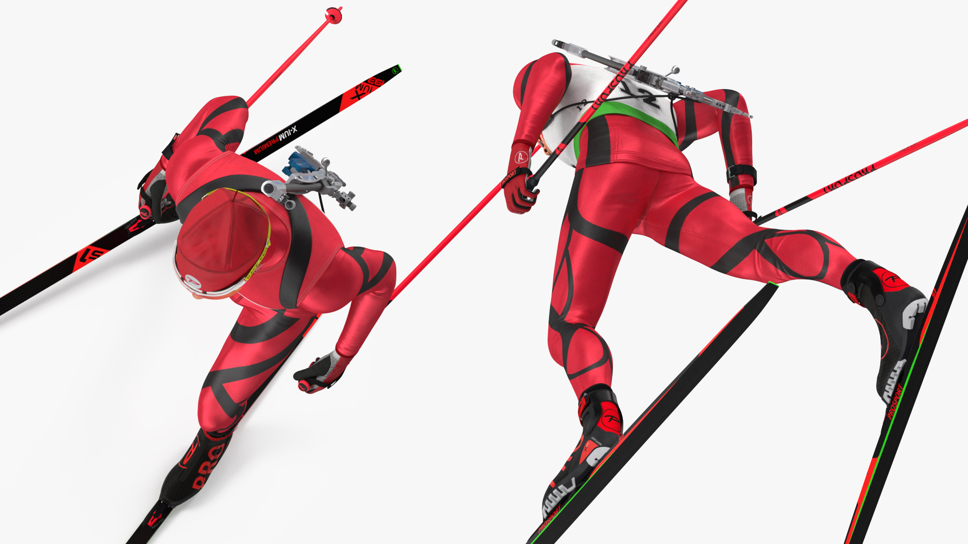 Biathlete Fully Equipped Running Pose 3D