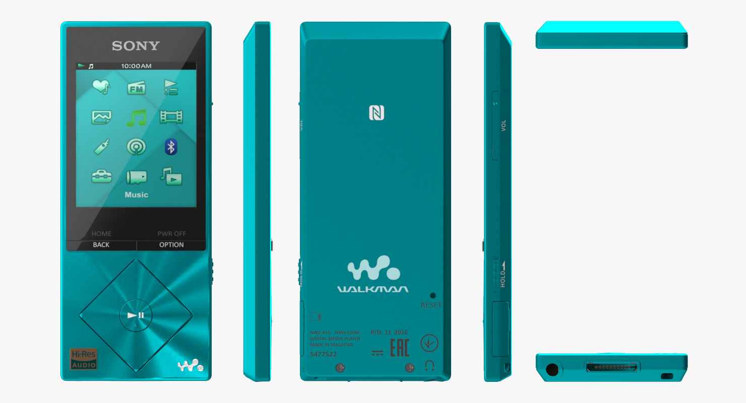 3D Sony NWZ A15 Walkman MP3 Player Turquoise