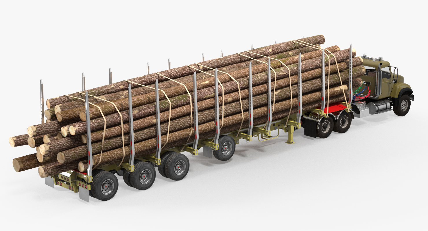 3D Truck with Logging Trailer