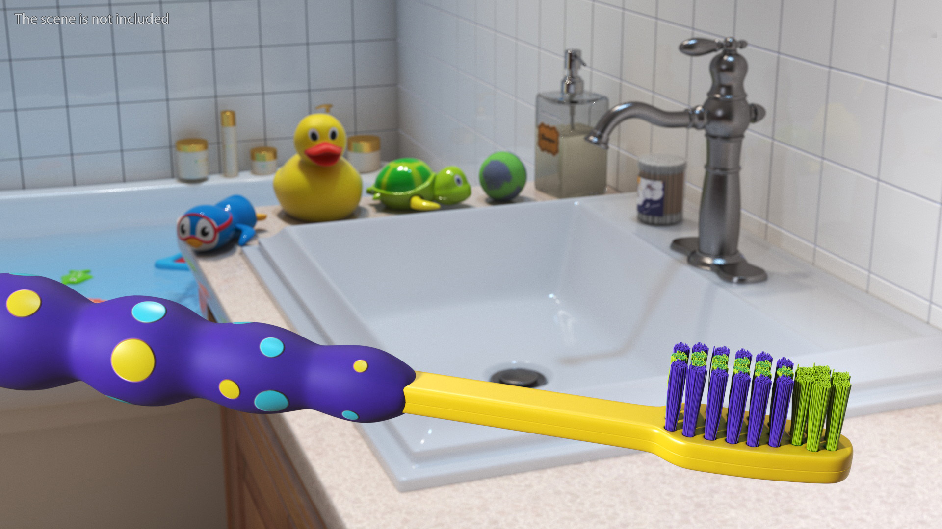 Toothbrush Kids with Suction Cup 3D