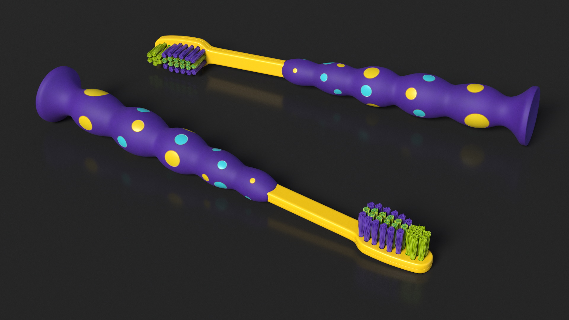 Toothbrush Kids with Suction Cup 3D