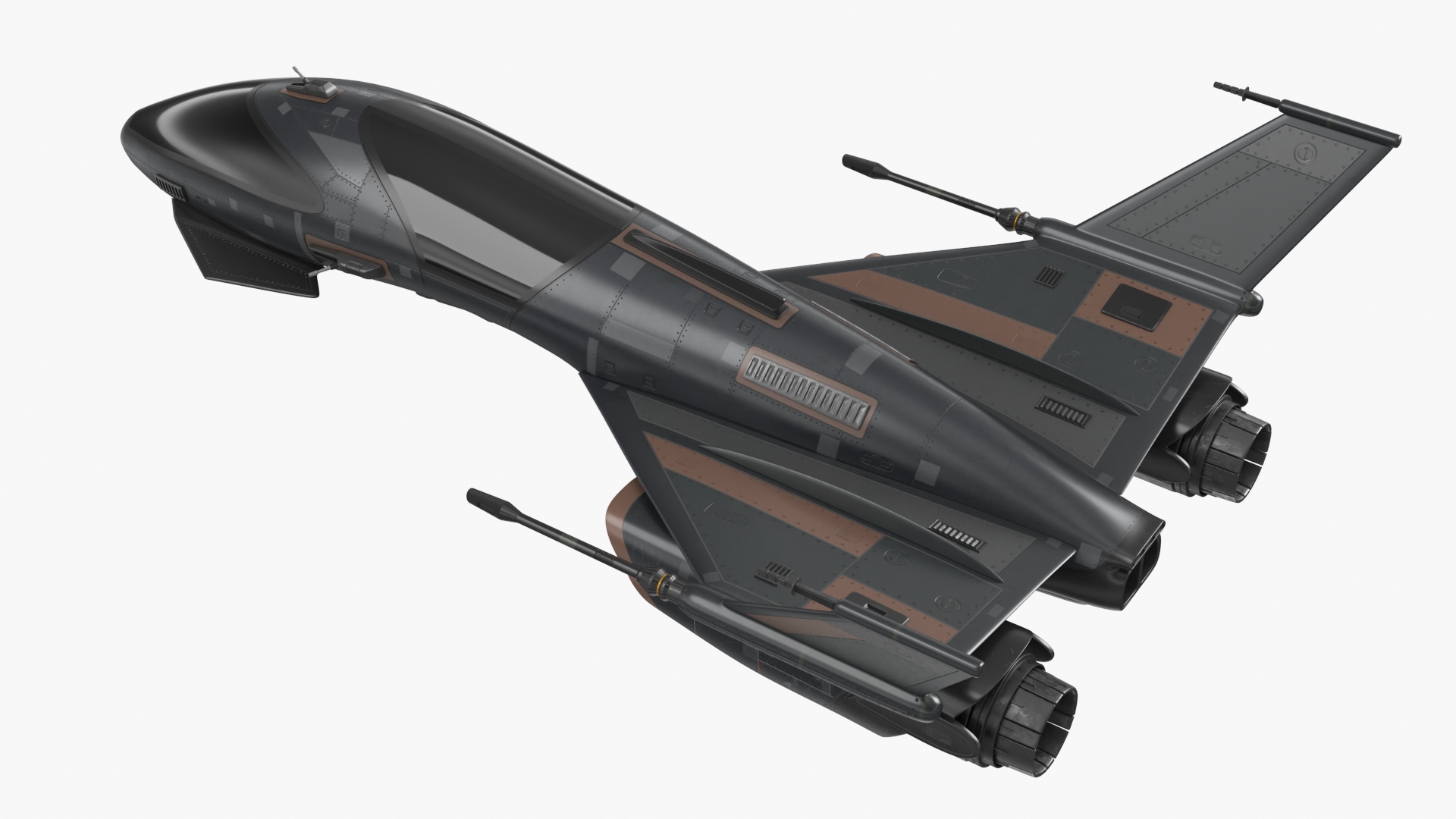 3D Black Futuristic Fighter Spaceship Rigged