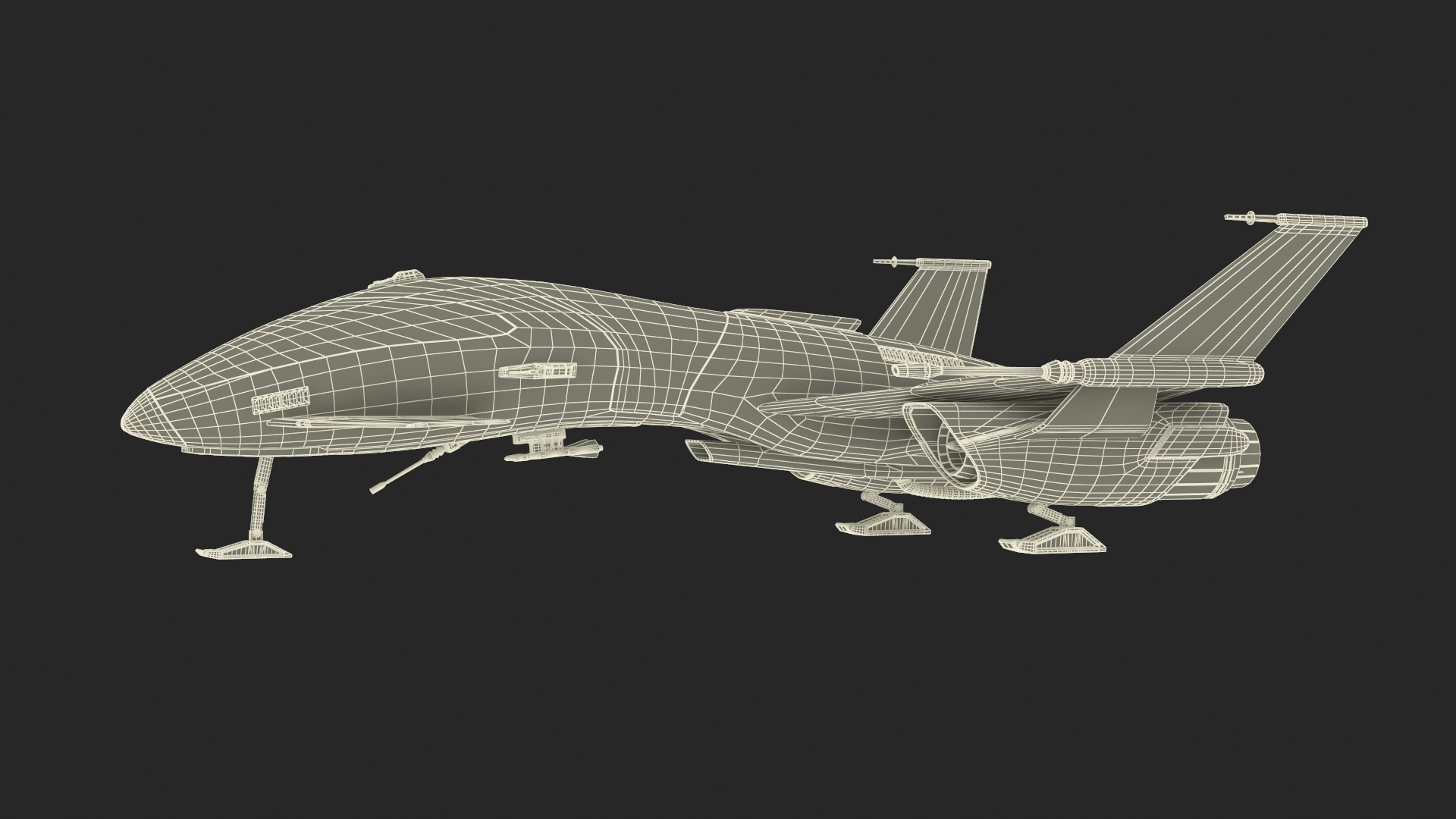 3D Black Futuristic Fighter Spaceship Rigged