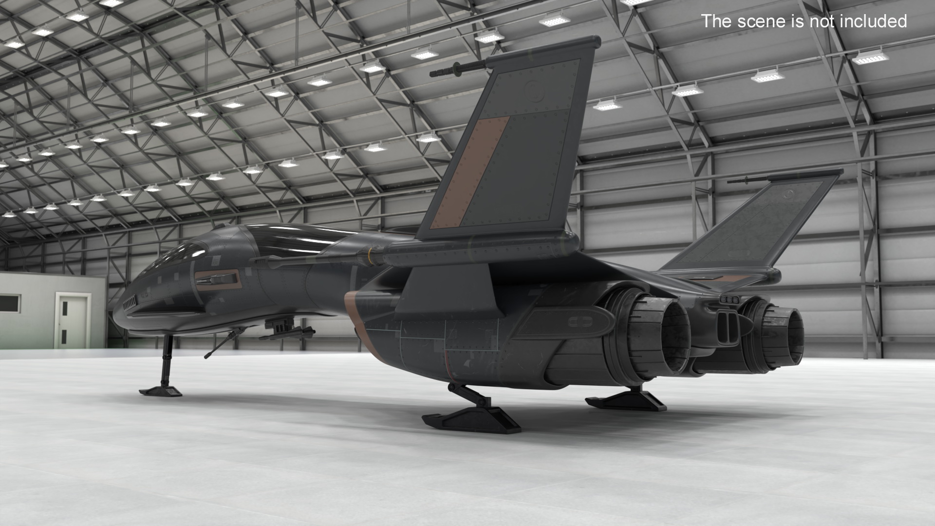 3D Black Futuristic Fighter Spaceship Rigged