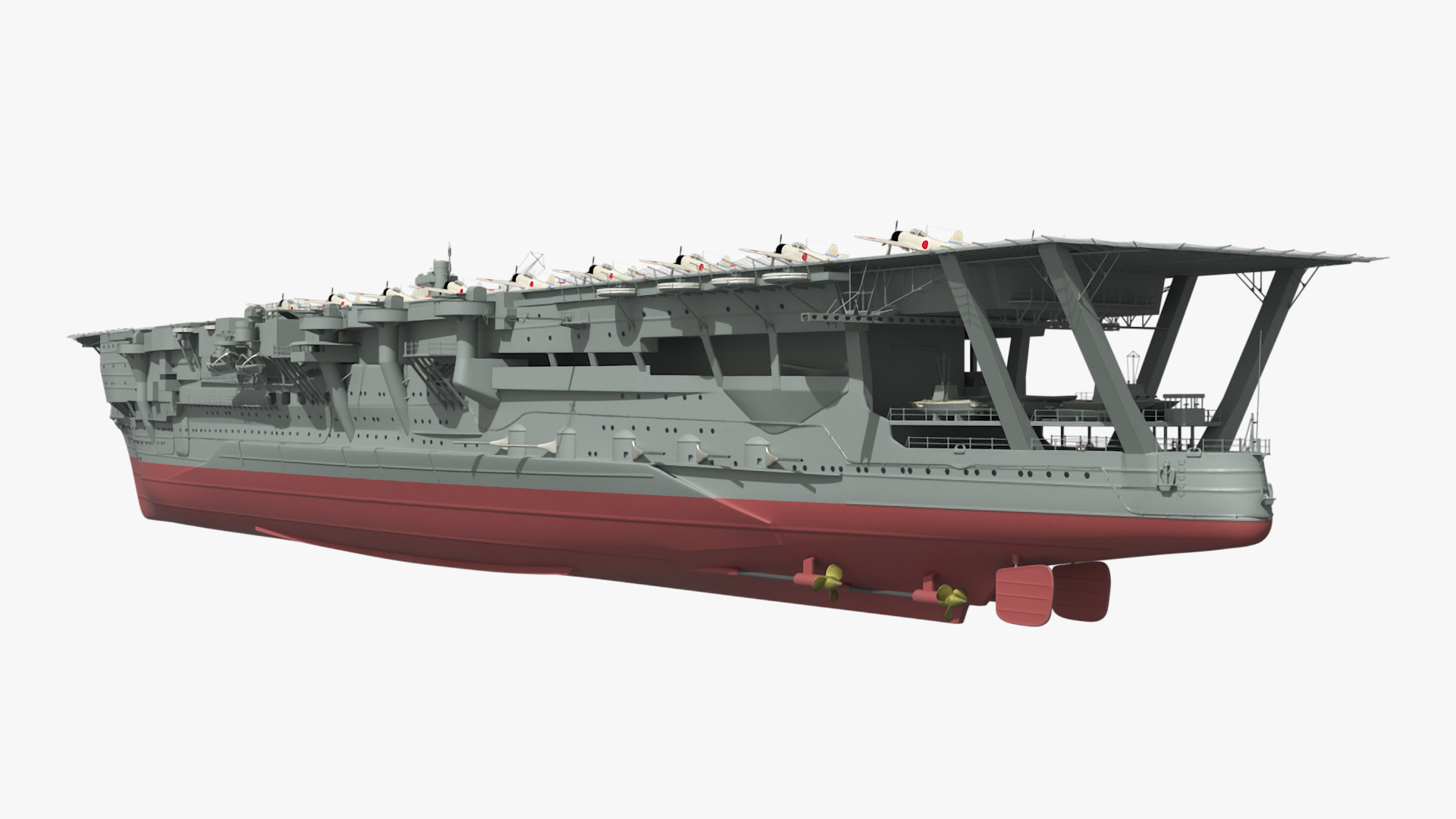 3D Aircraft Carrier Kaga with Fighter Jets on Board model