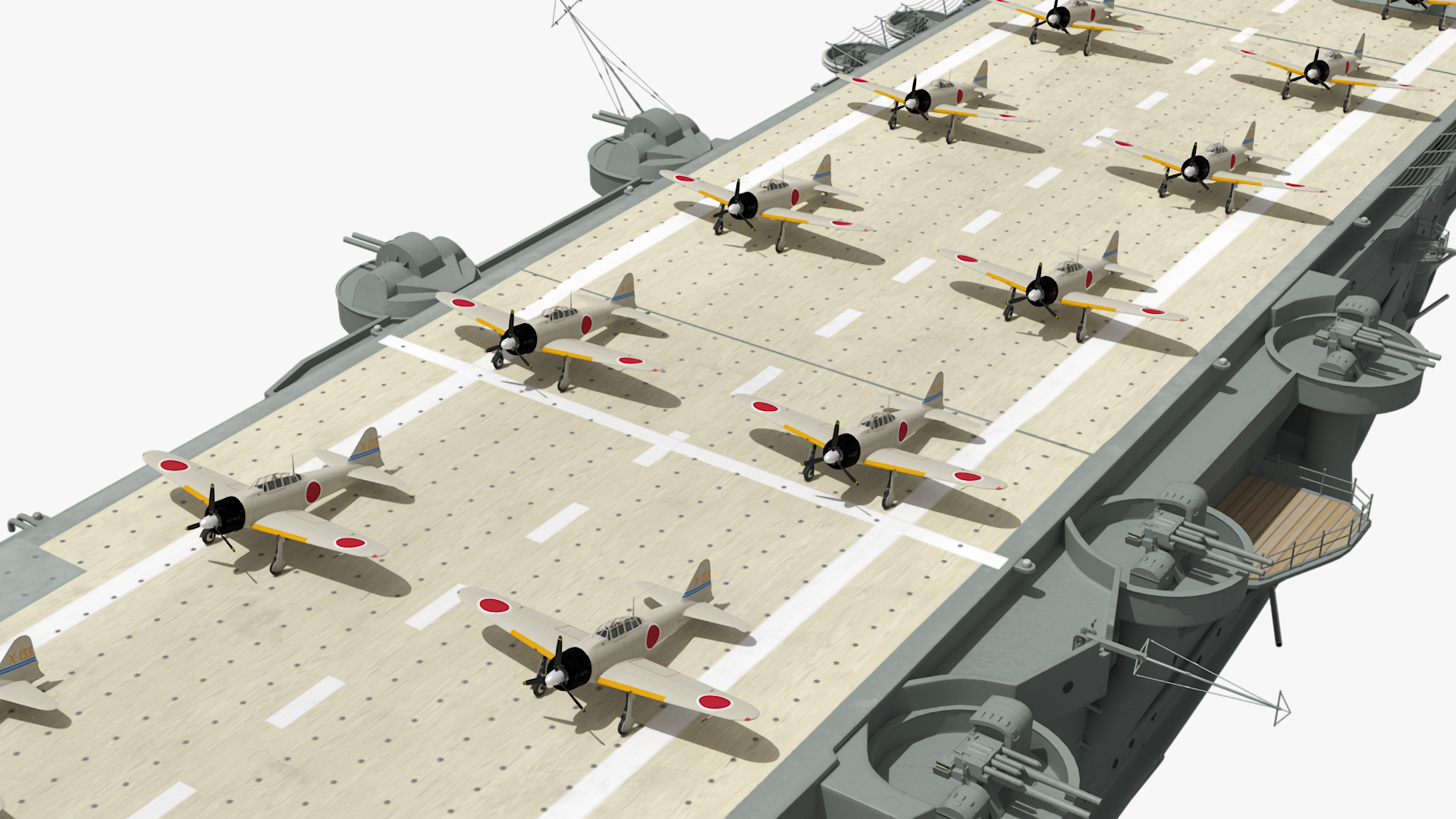 3D Aircraft Carrier Kaga with Fighter Jets on Board model