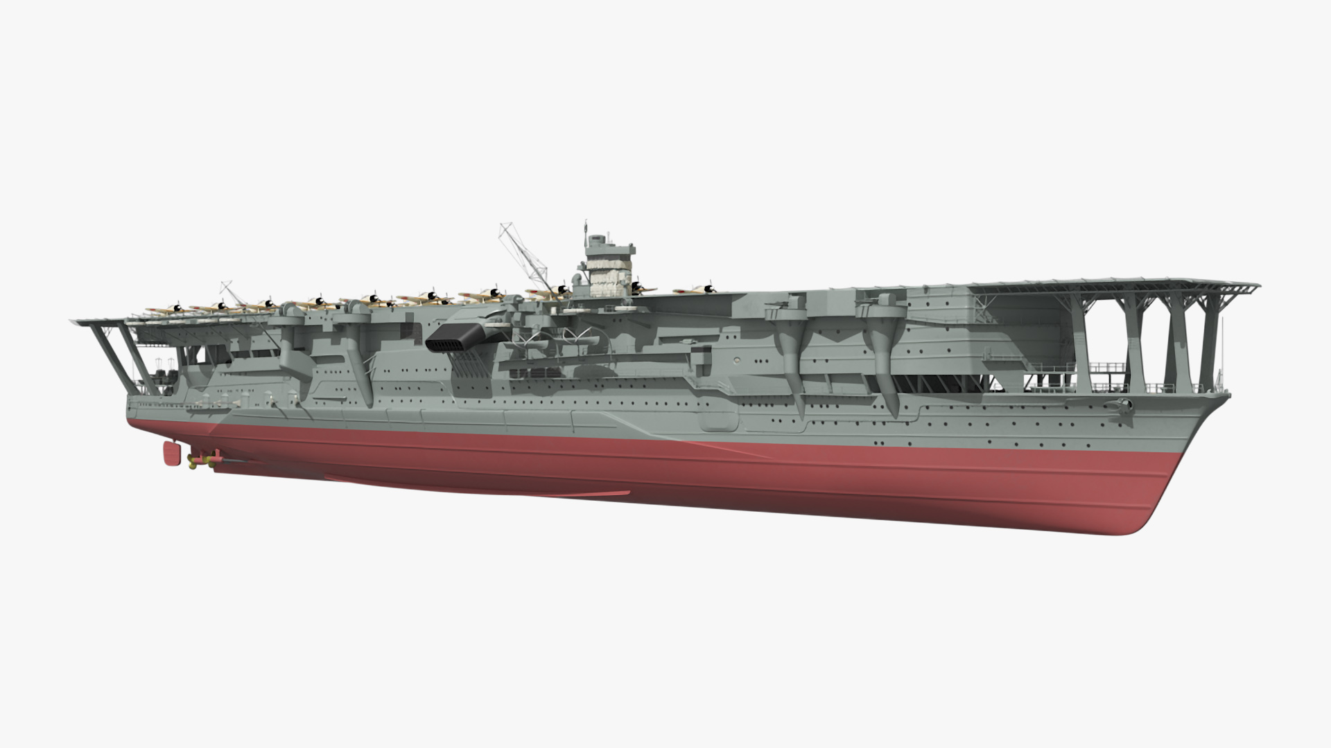 3D Aircraft Carrier Kaga with Fighter Jets on Board model