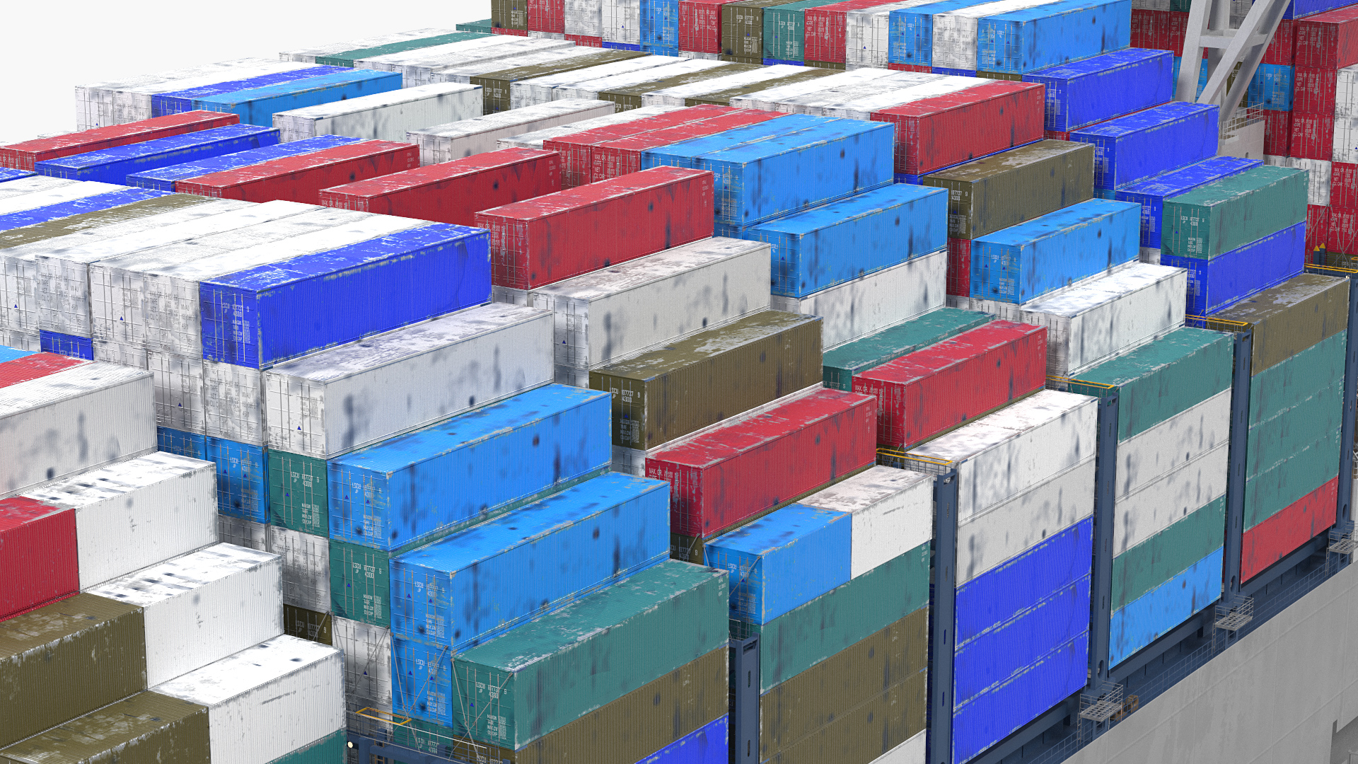 3D Container Ship Loaded