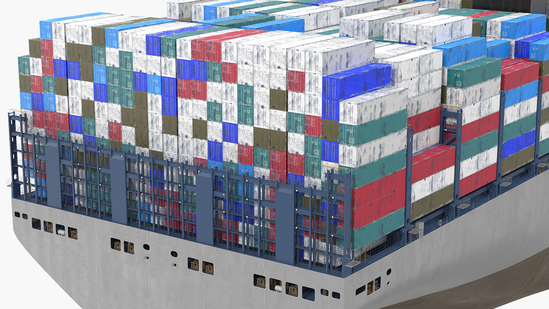 3D Container Ship Loaded