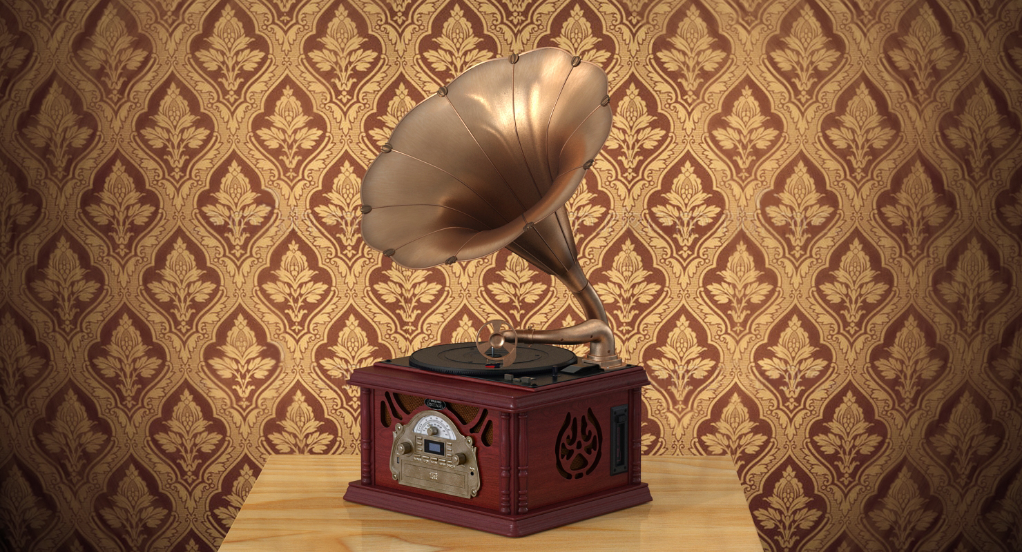 3D model Vintage Retro Style Gramophone