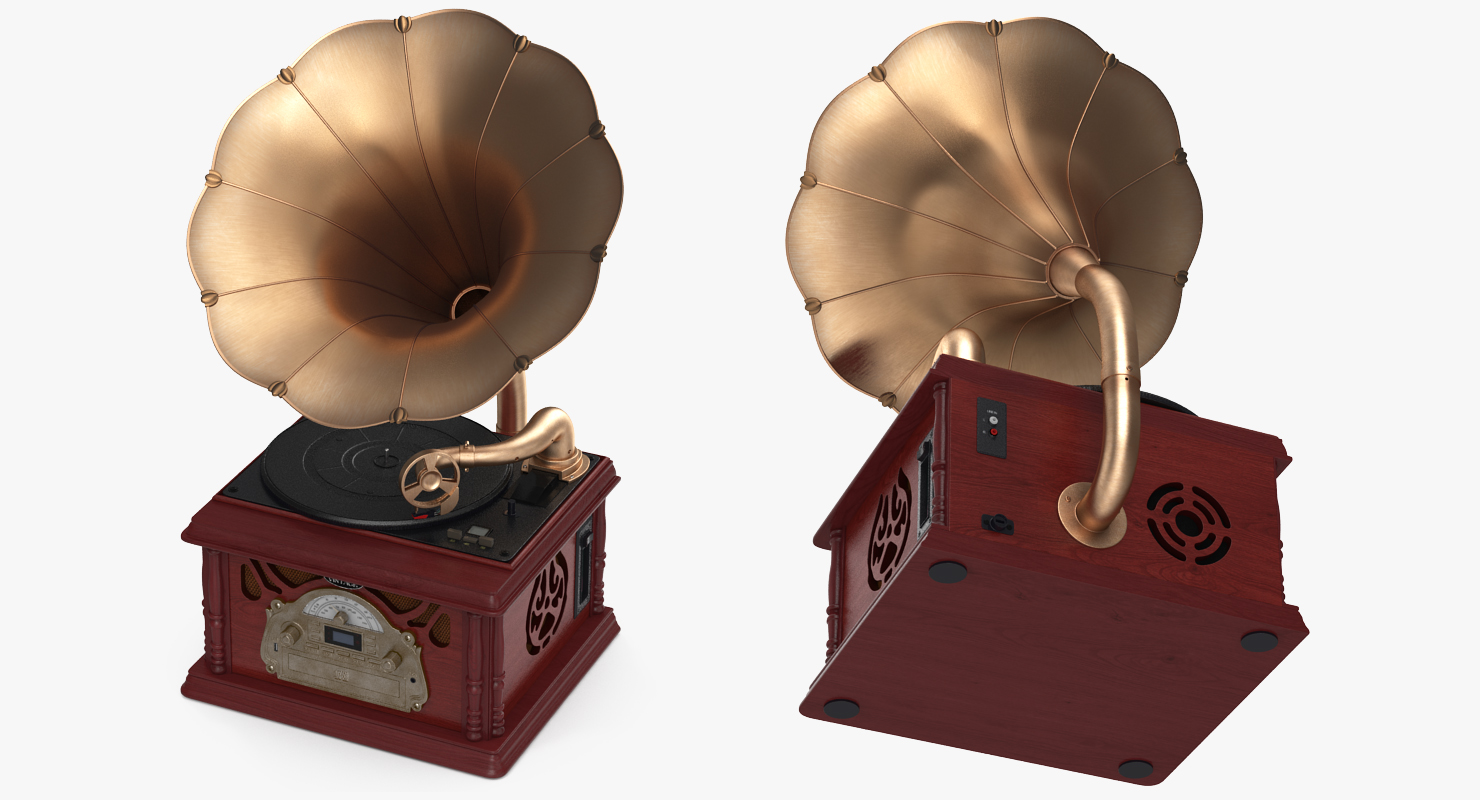 3D model Vintage Retro Style Gramophone