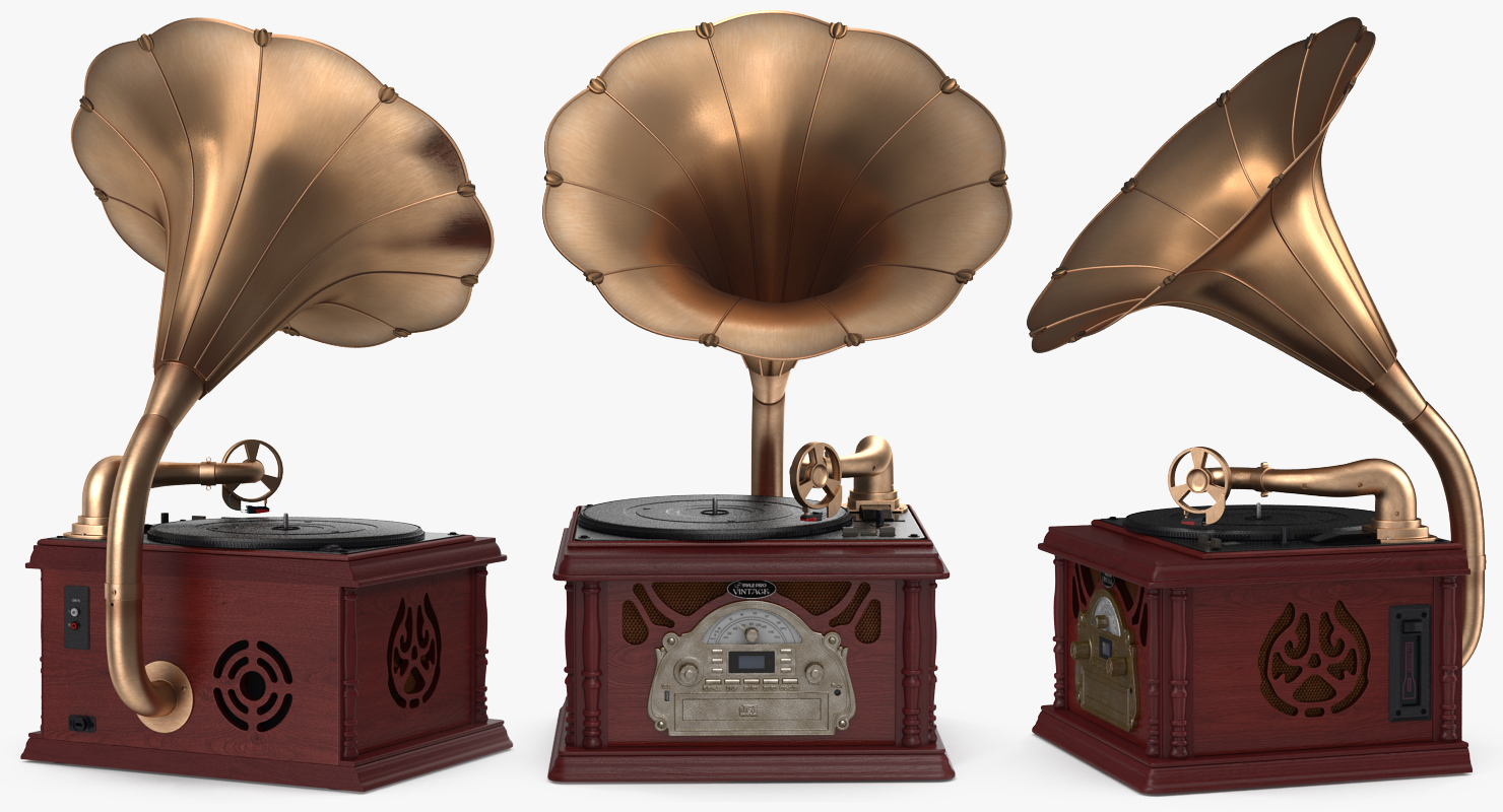 3D model Vintage Retro Style Gramophone