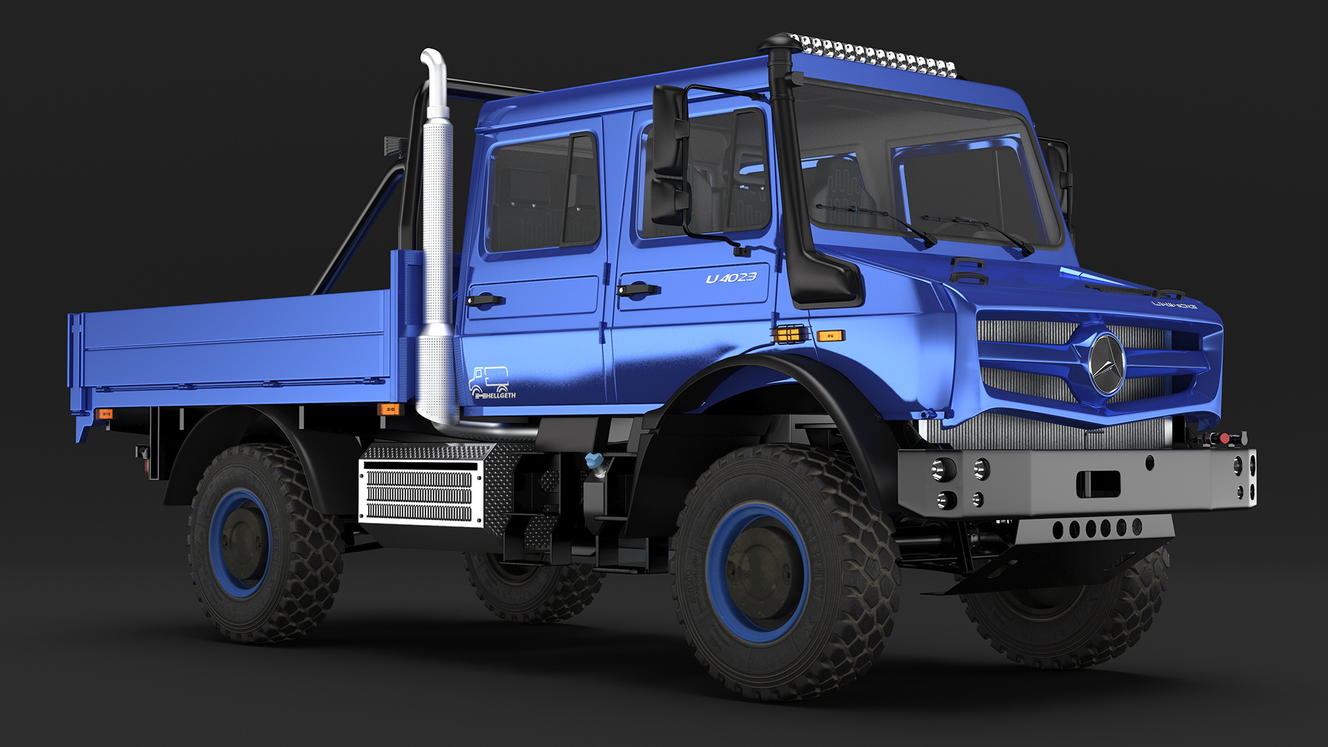 3D Mercedes Benz Unimog 4023 Off Road Vehicle Simple Interior model