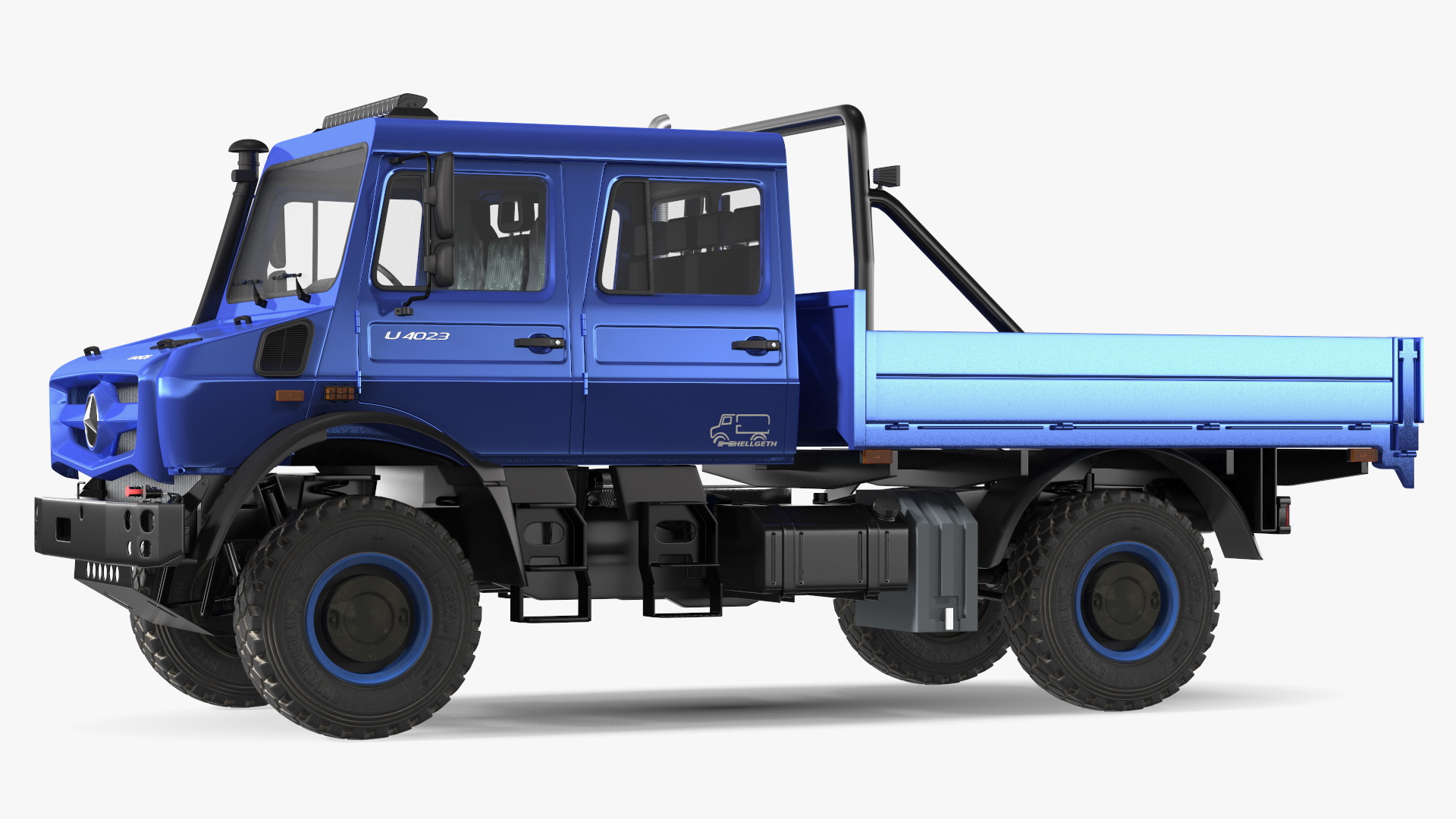 3D Mercedes Benz Unimog 4023 Off Road Vehicle Simple Interior model