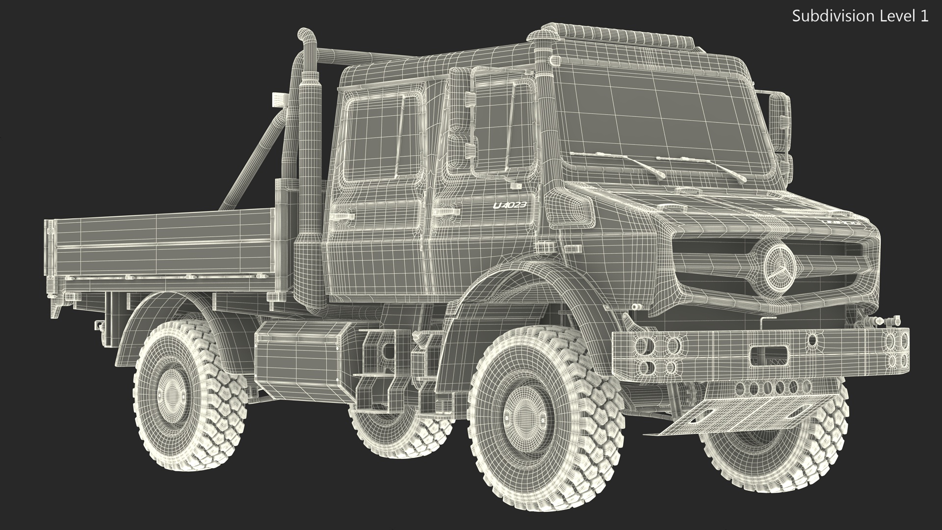 3D Mercedes Benz Unimog 4023 Off Road Vehicle Simple Interior model