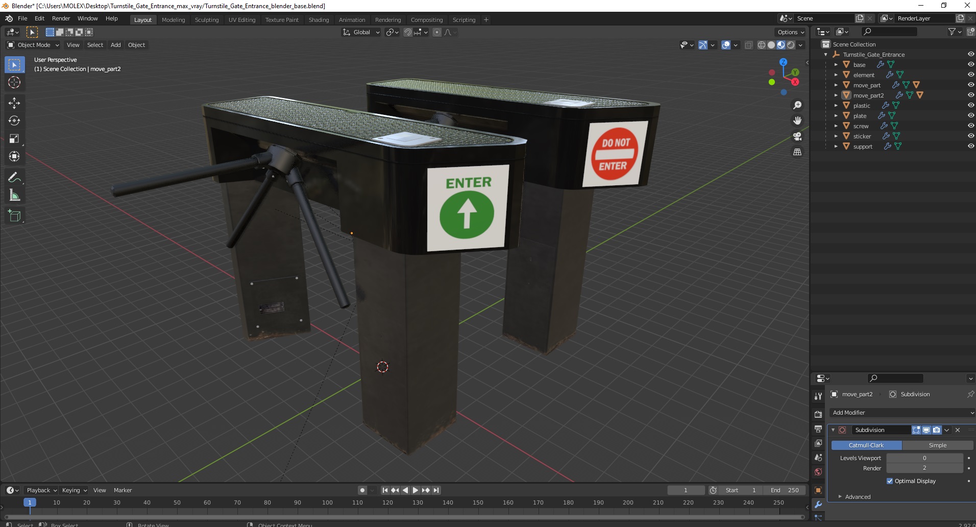 3D Turnstile Gate Entrance model