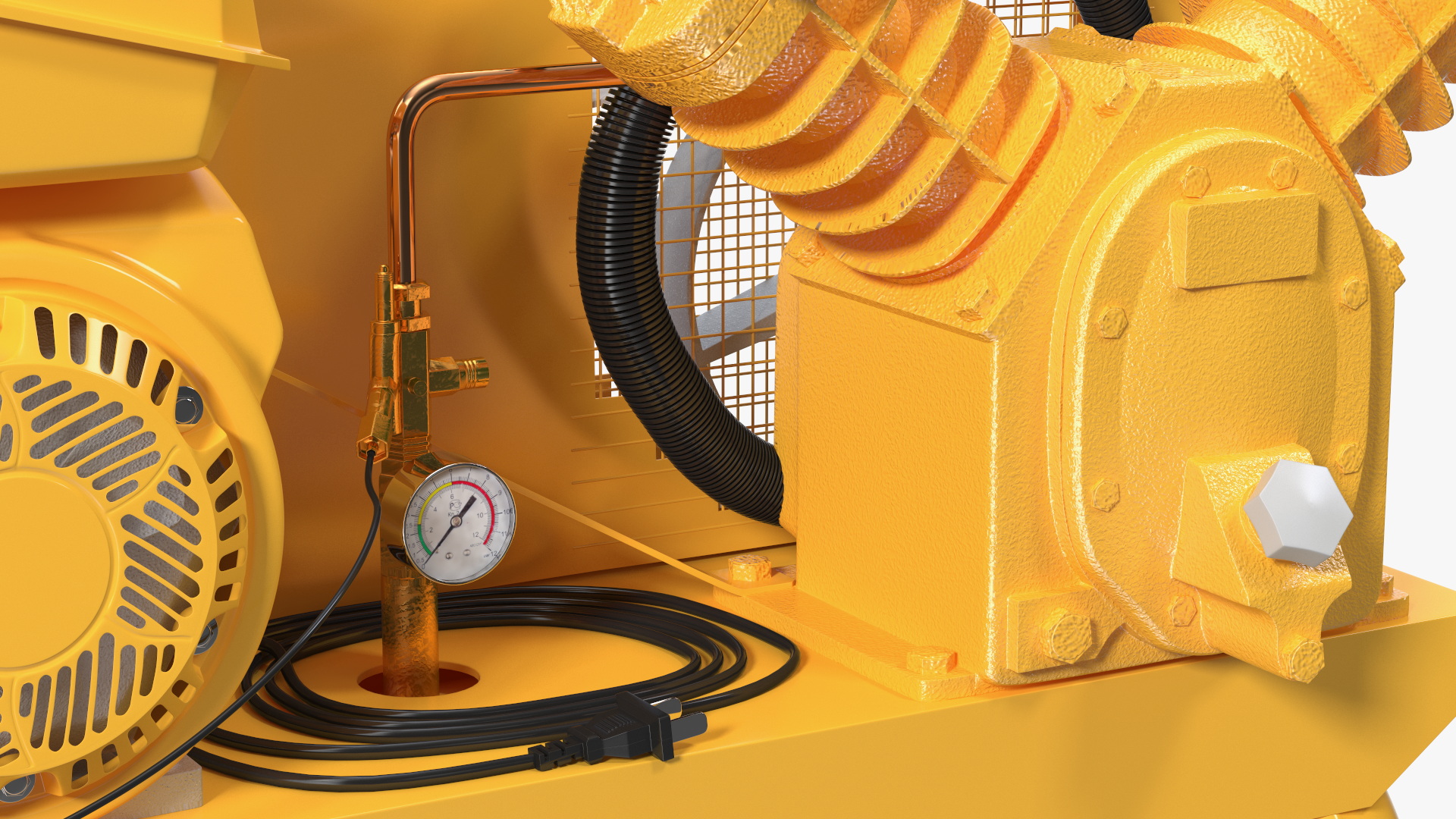 3D model Industrial Yellow Piston Compressor