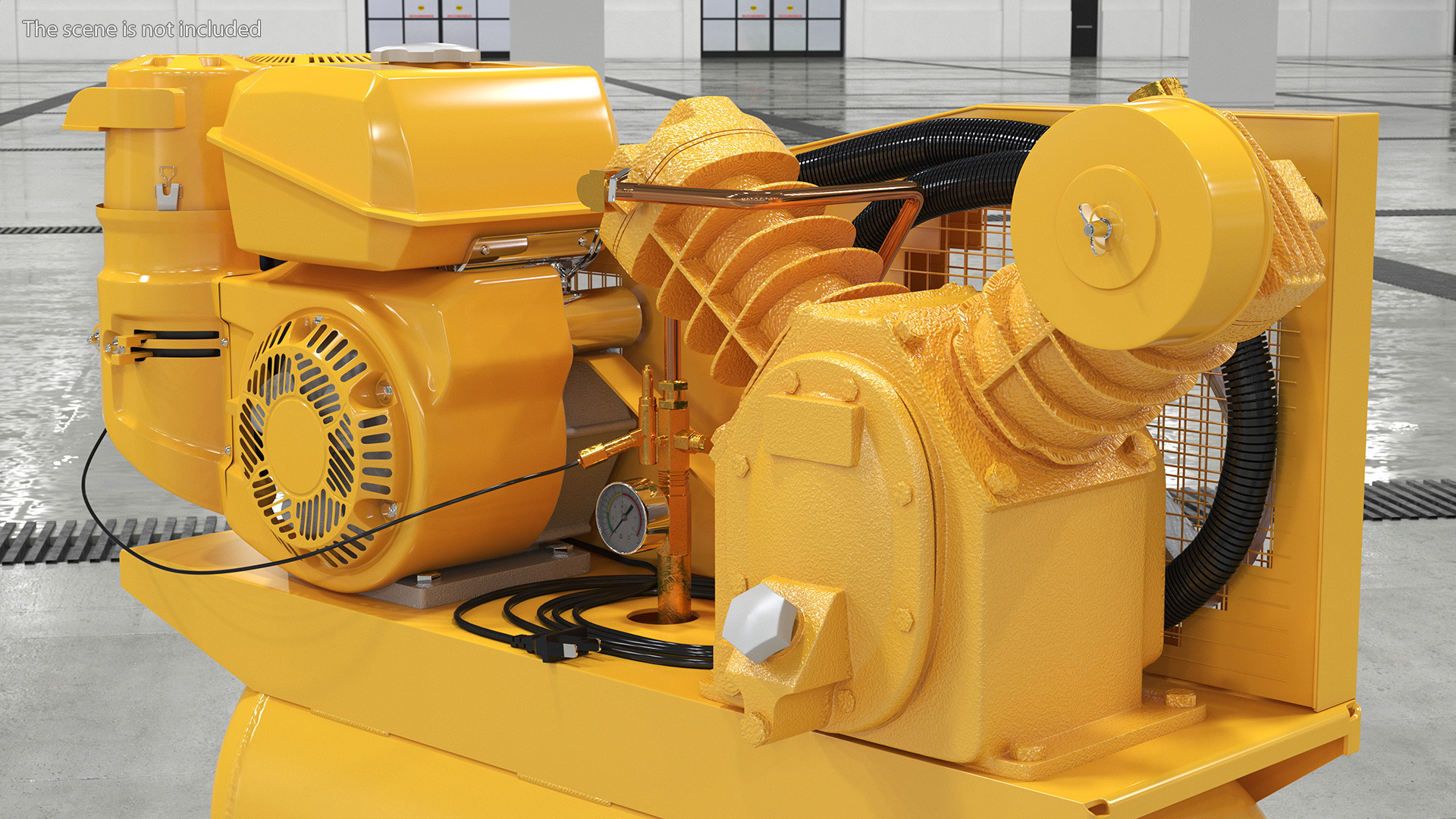 3D model Industrial Yellow Piston Compressor