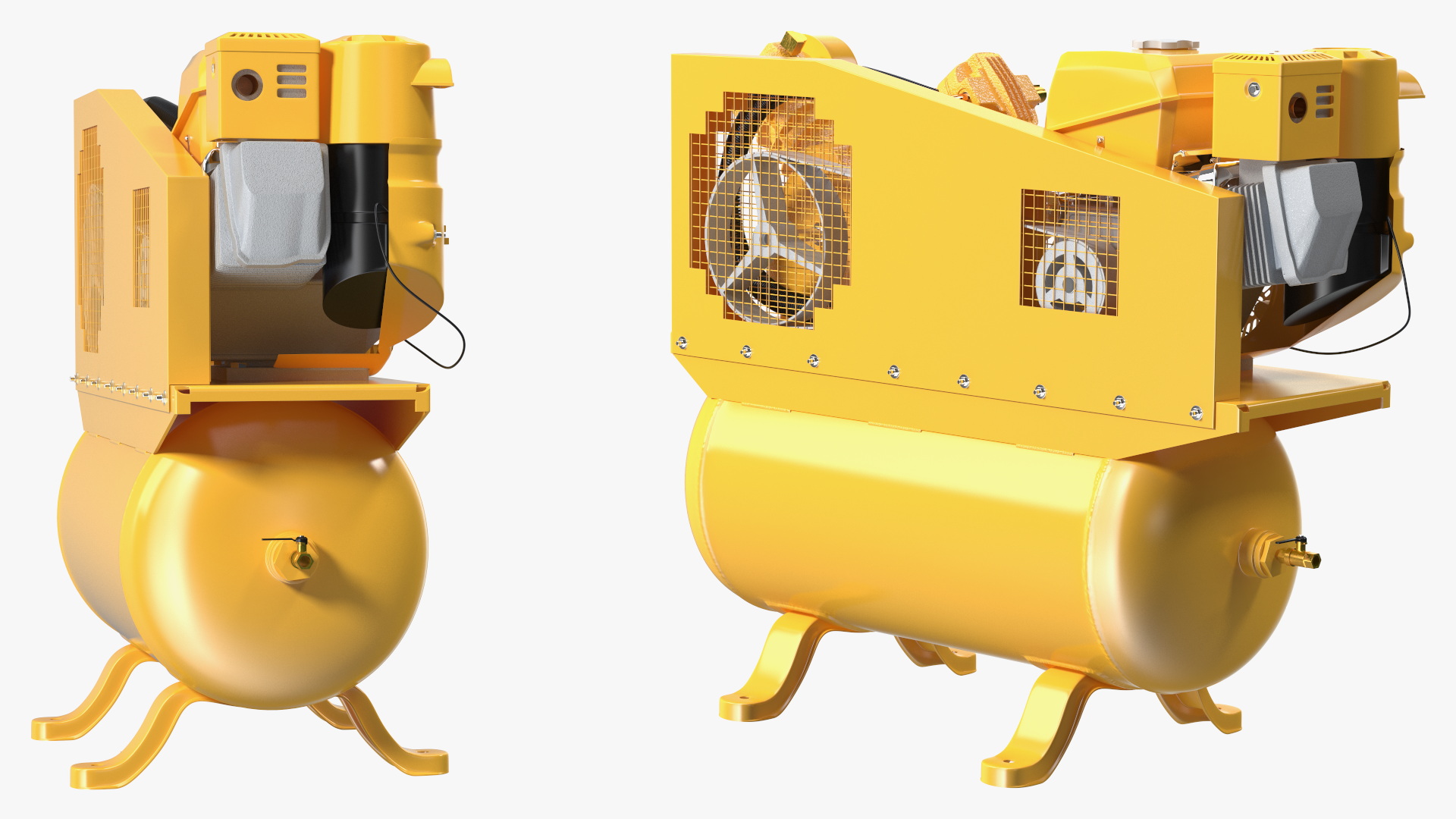 3D model Industrial Yellow Piston Compressor