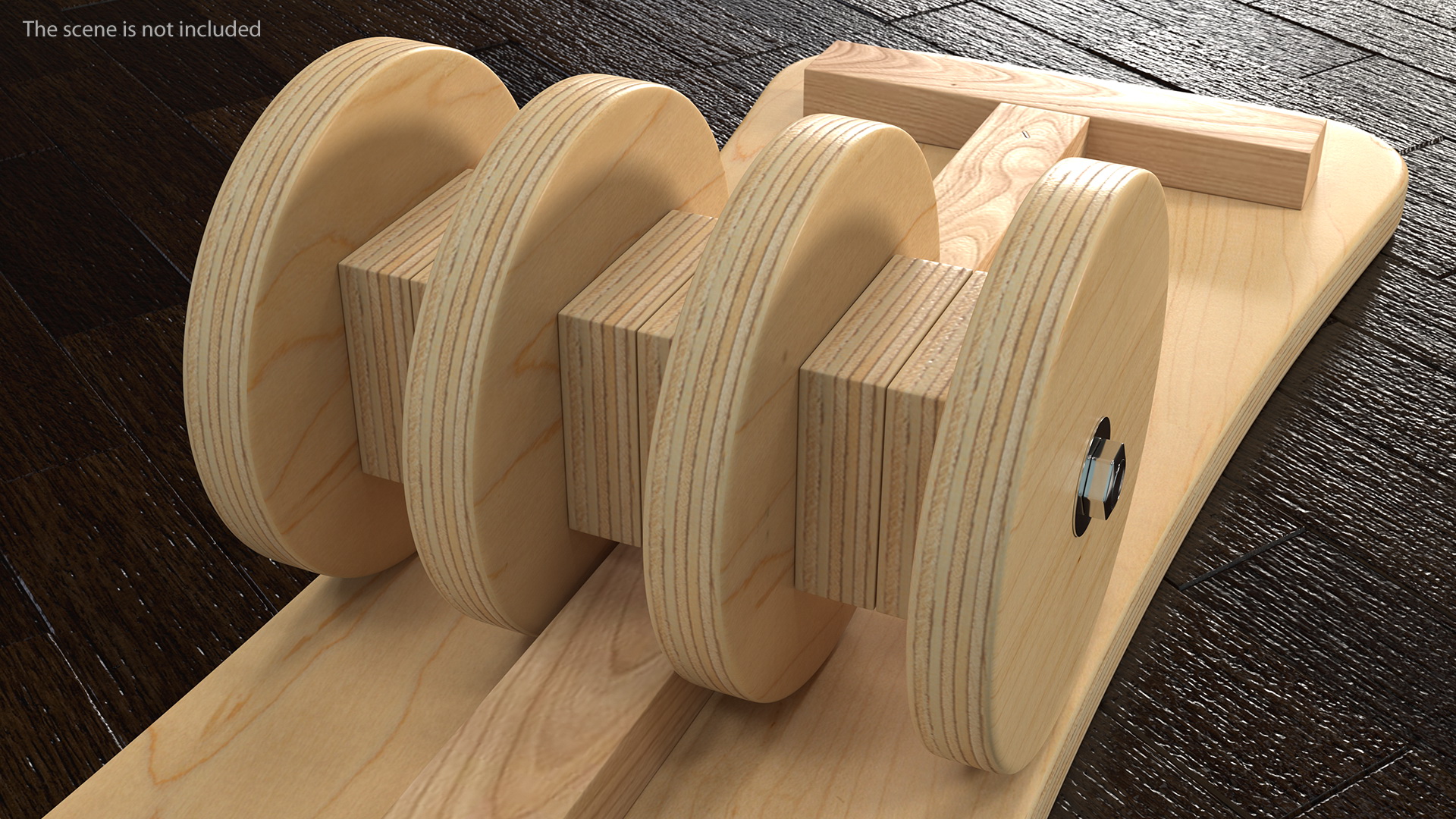 Wooden Balance Board with Roller 3D