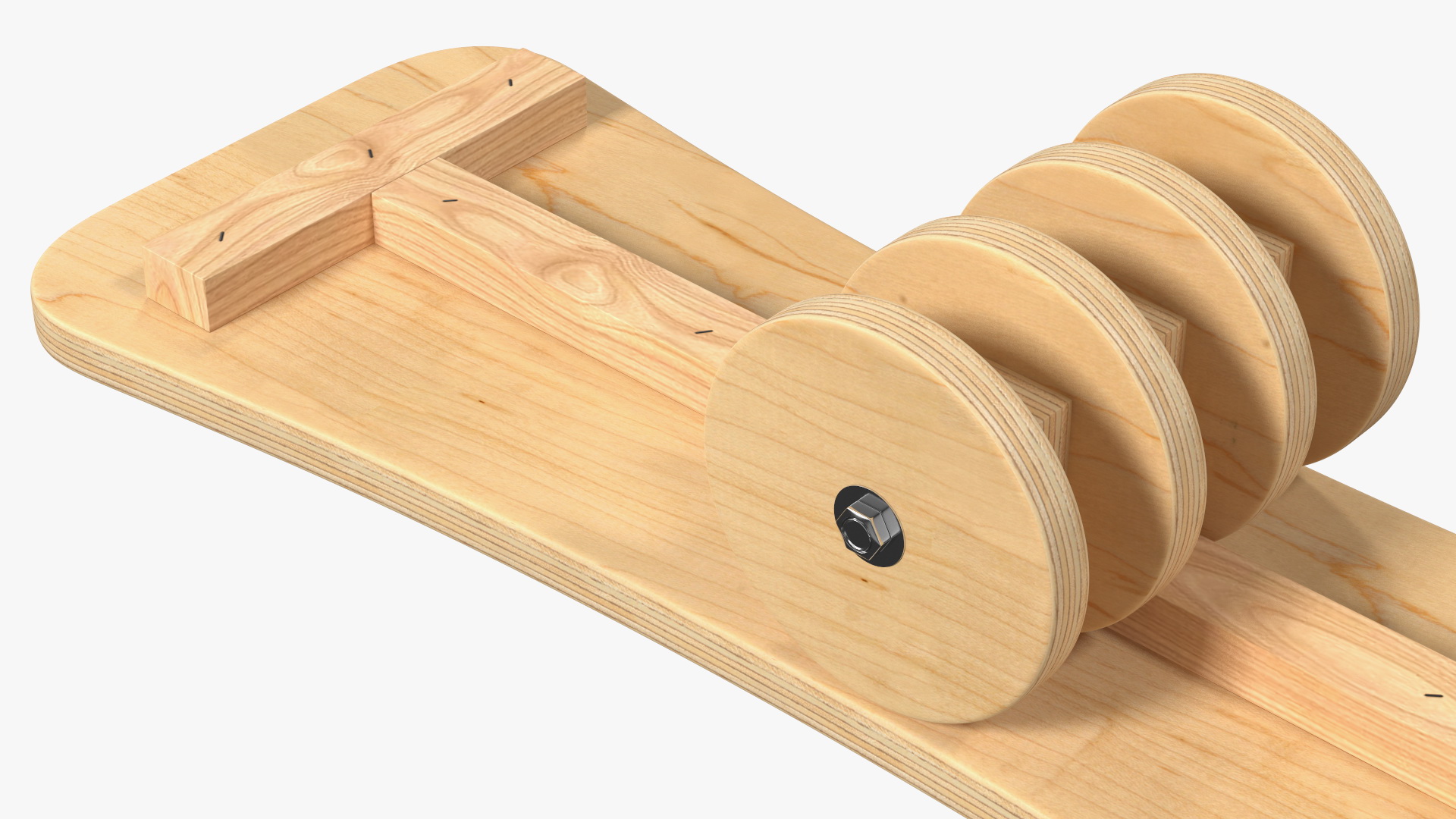 Wooden Balance Board with Roller 3D