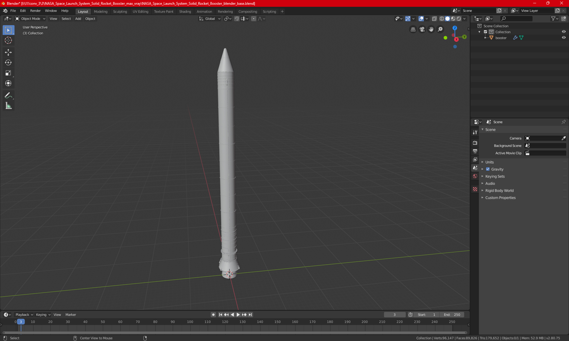 3D model NASA Space Launch System Solid Rocket Booster