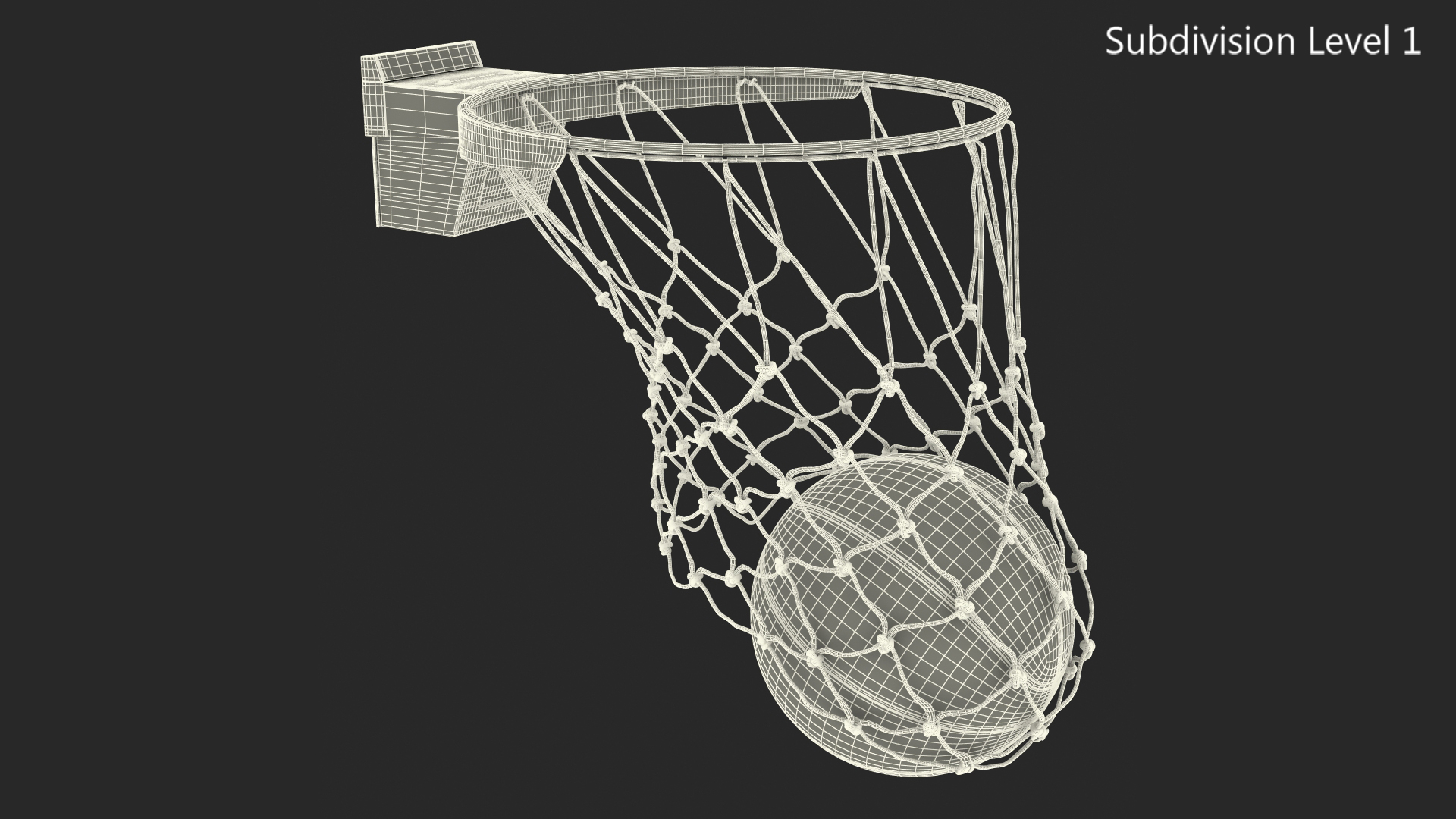 3D Animated Basketball Falls Through the Net