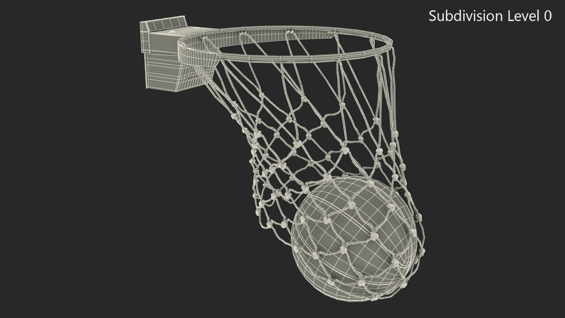 3D Animated Basketball Falls Through the Net