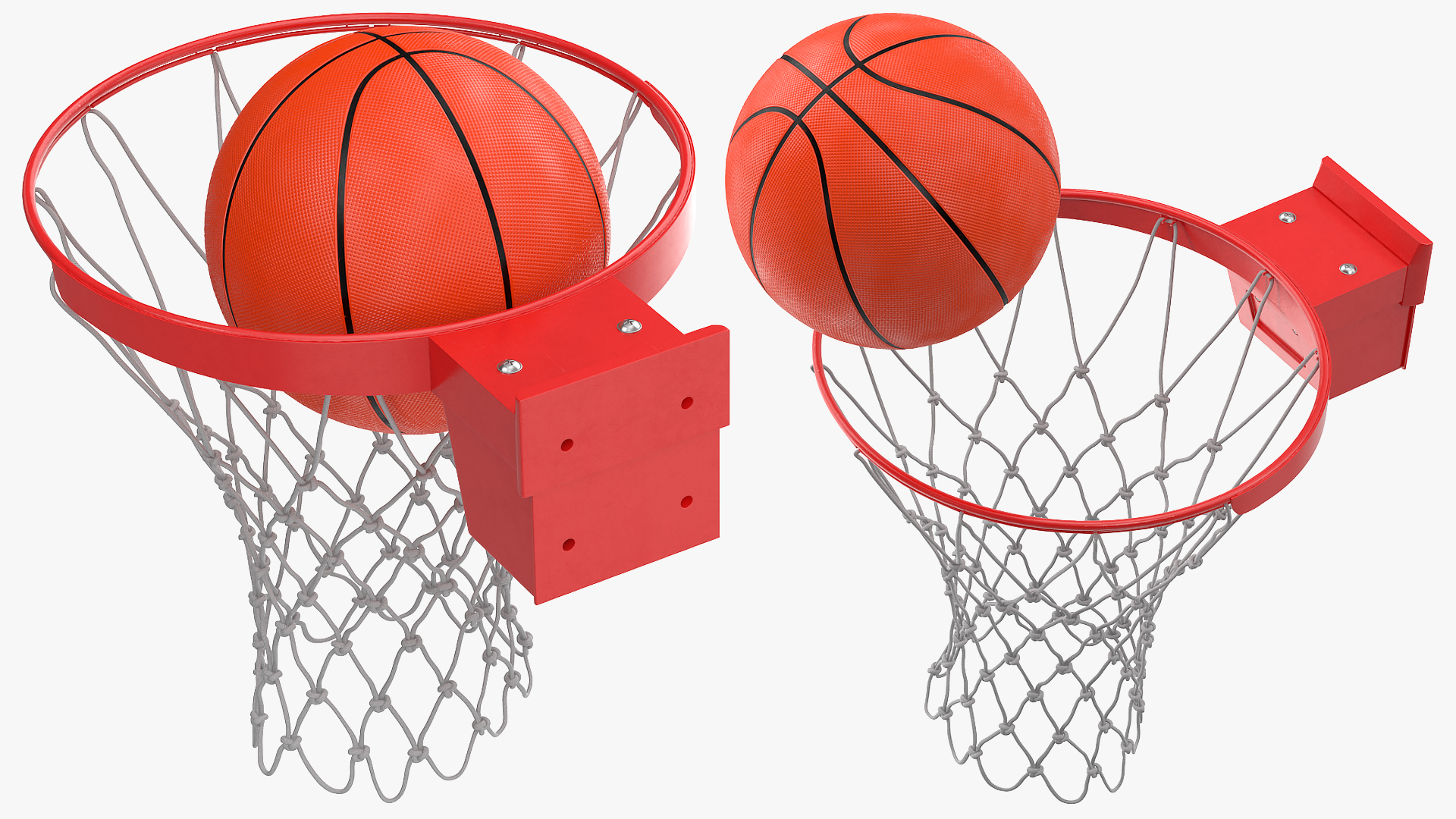 3D Animated Basketball Falls Through the Net