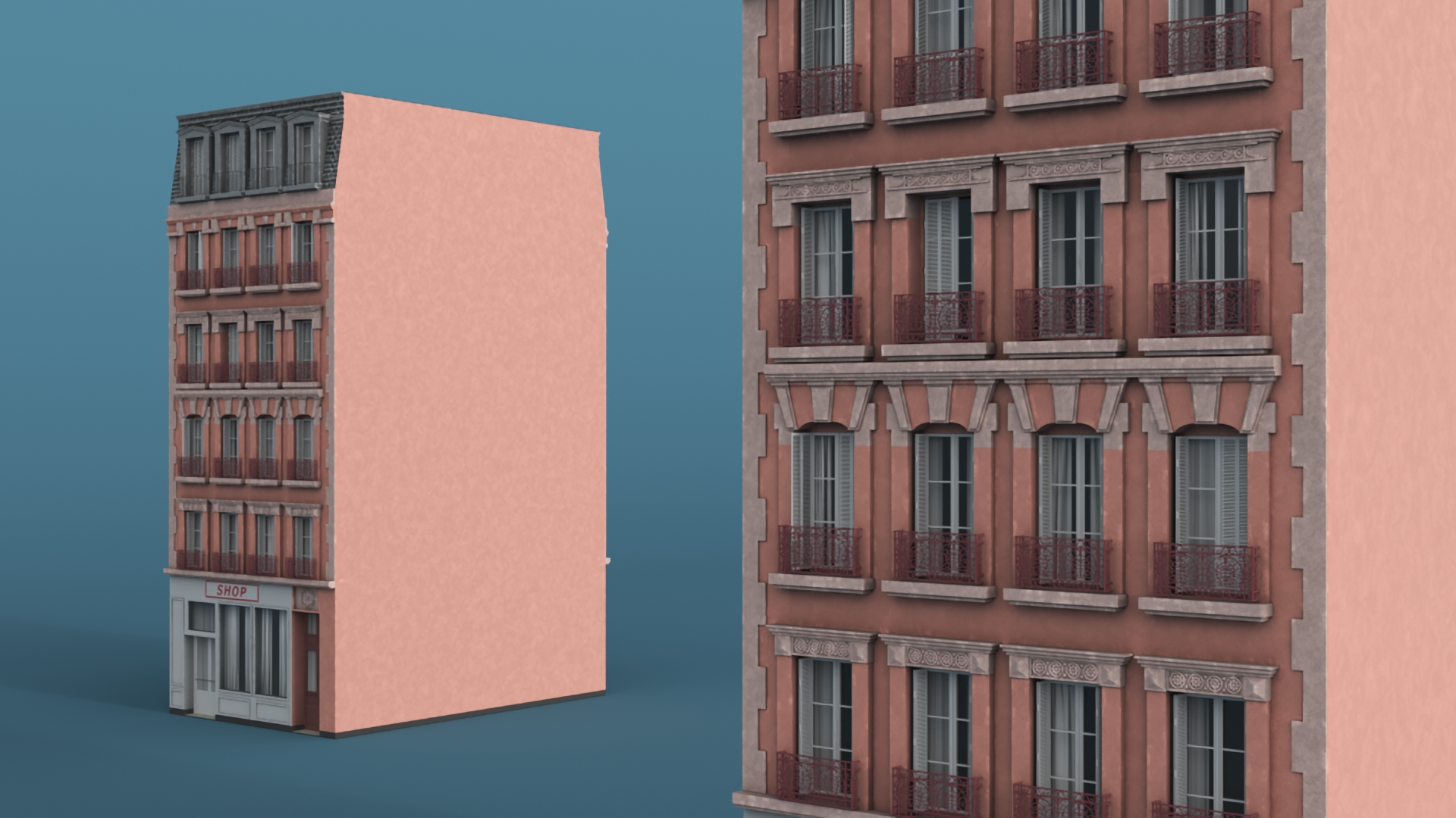 Paris Traditional Architecture Building 3D model