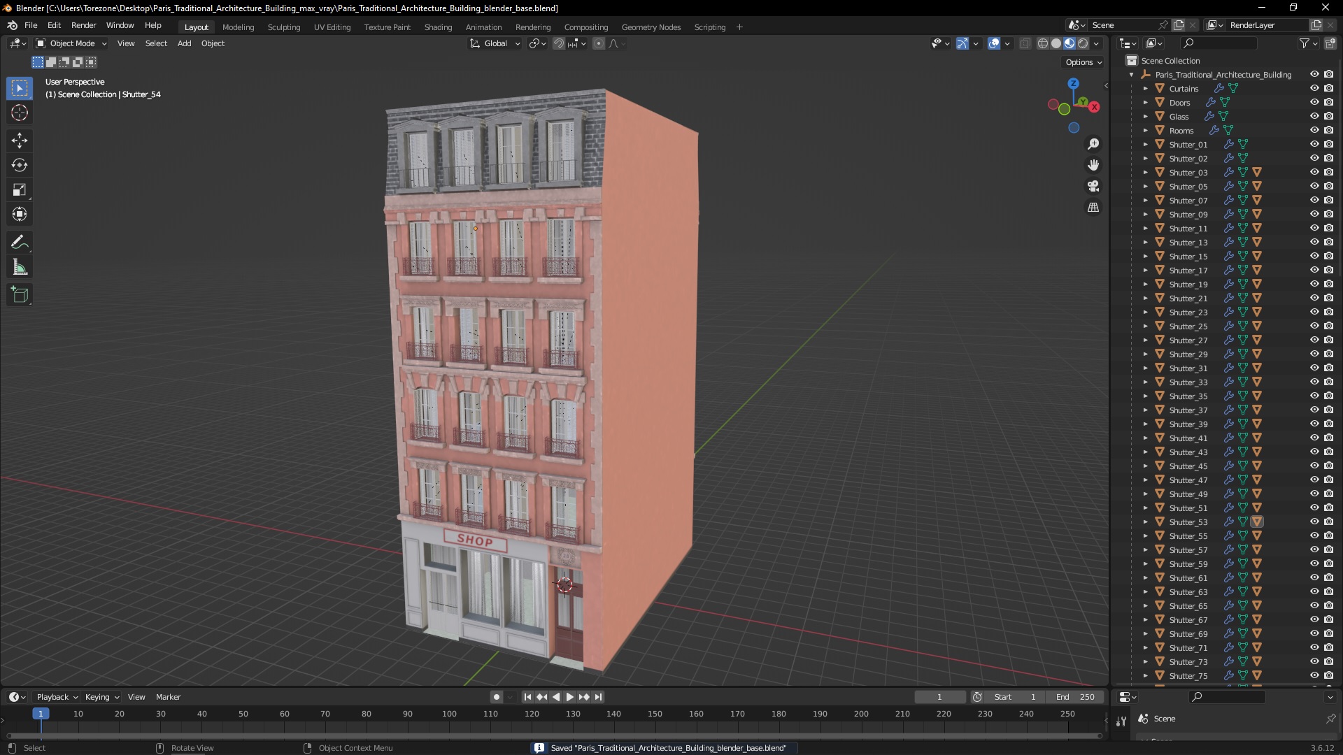 Paris Traditional Architecture Building 3D model