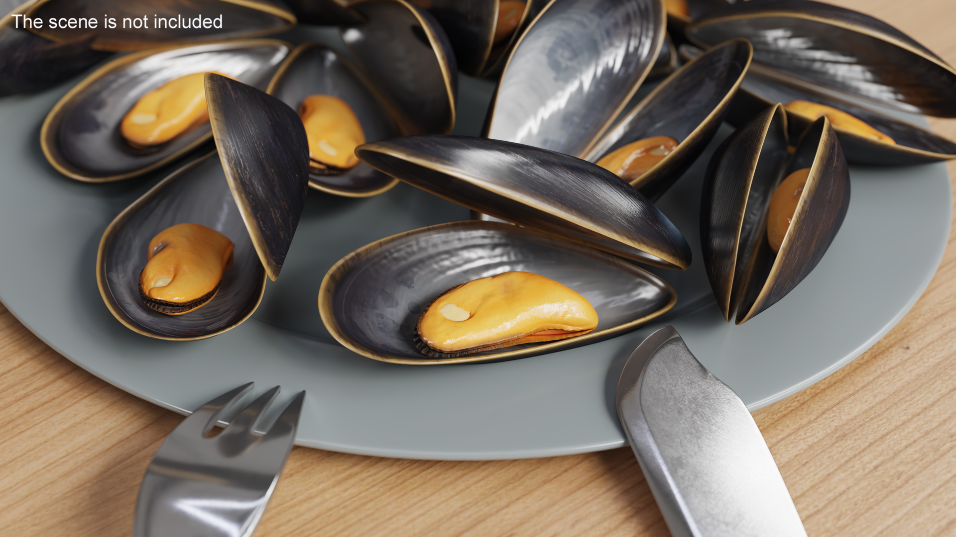 Pile of Boiled Mussels 3D