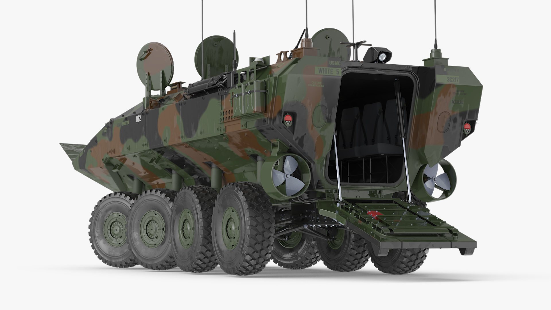 US Amphibious Assault Vehicle Wet Rigged for Cinema 4D 3D model