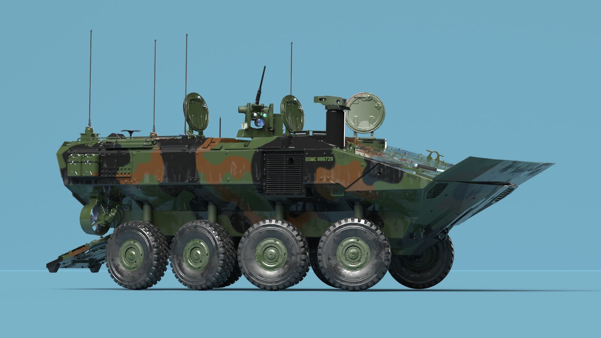 3D model US Amphibious Assault Vehicle Wet Rigged