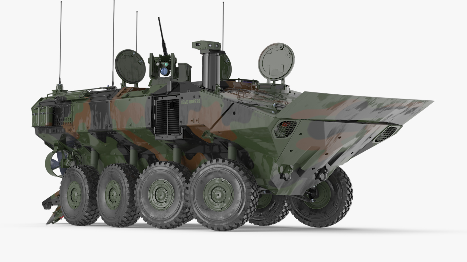 US Amphibious Assault Vehicle Wet Rigged for Cinema 4D 3D model