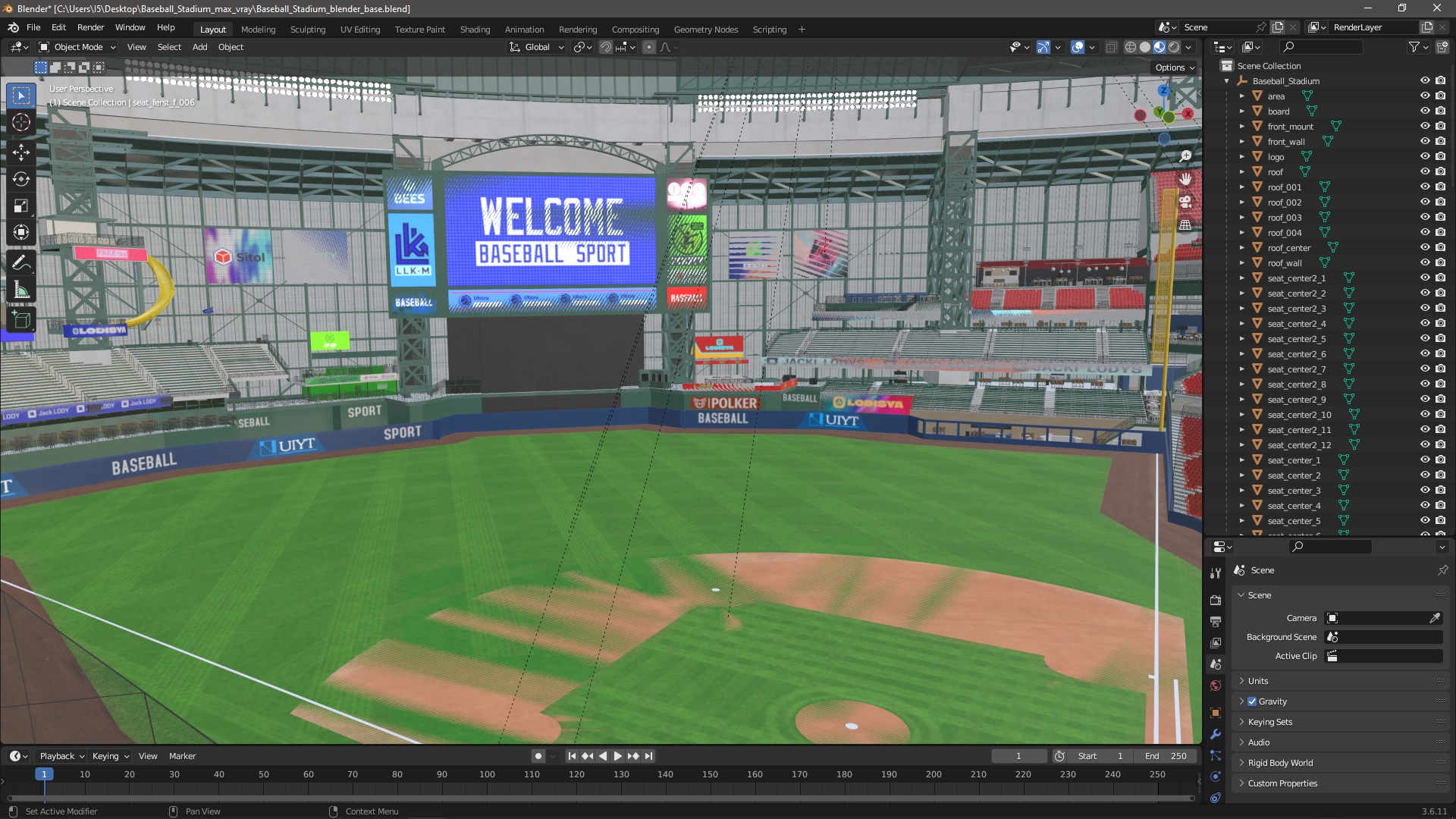 3D Baseball Stadium