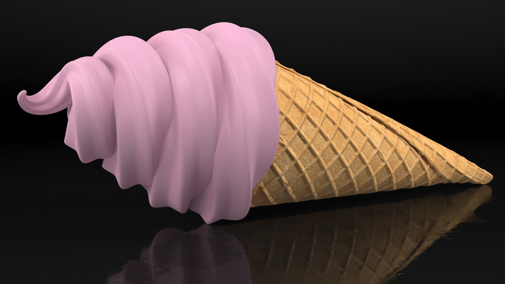 Ice Cream Cone Rose 3D model