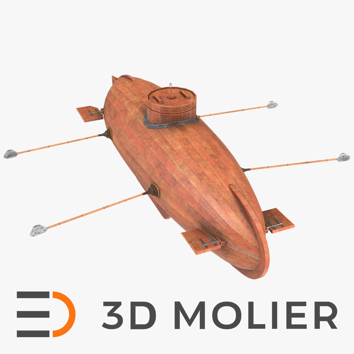 3D model Old Wooden Submarine