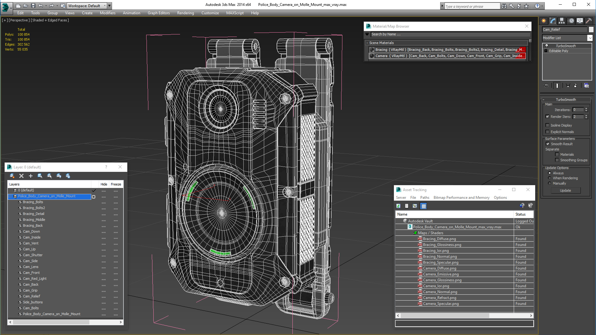 3D Police Body Camera on Molle Mount model