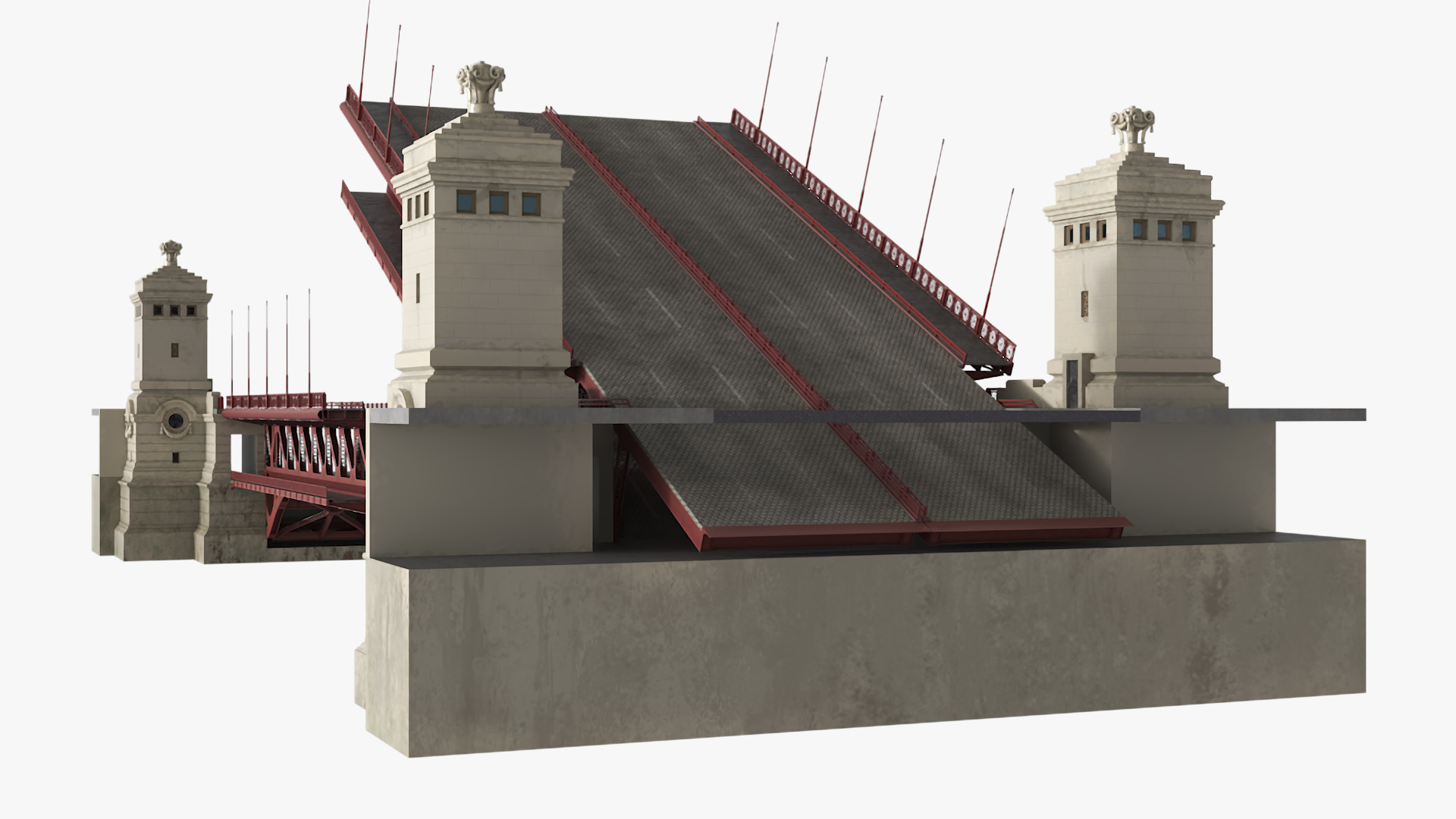 3D model Chicago Drawbridge Raised