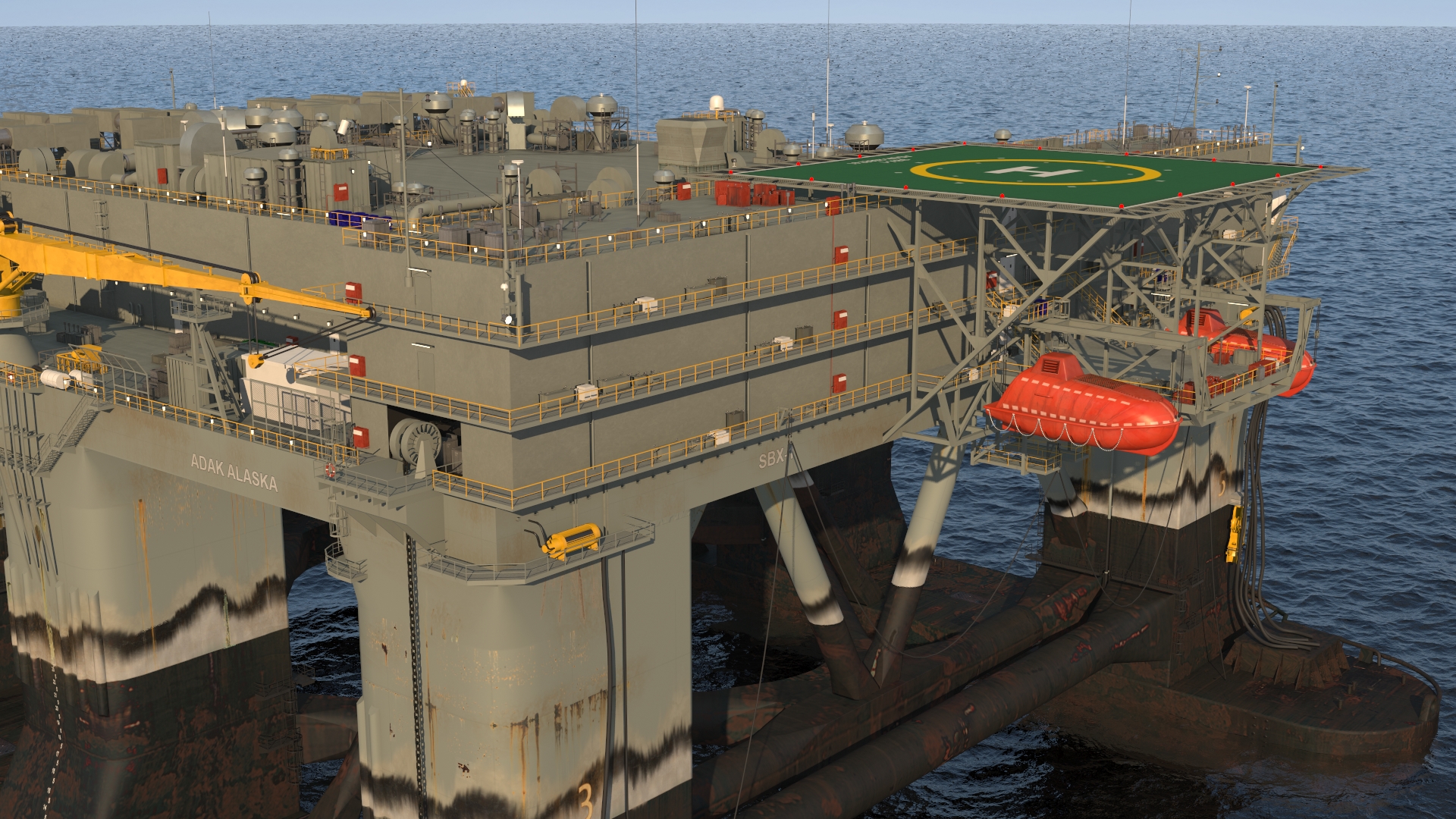 Self Propelled Twin Hulled Semi Submersible Platform 3D