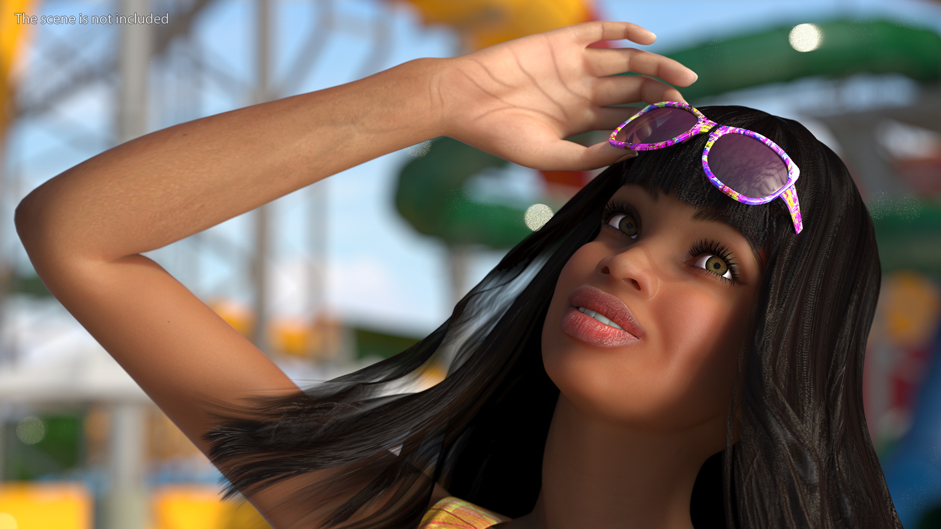 Beach Style Light Skin Young Black Woman Rigged 3D