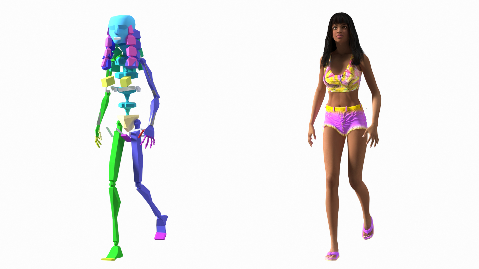 Beach Style Light Skin Young Black Woman Rigged 3D