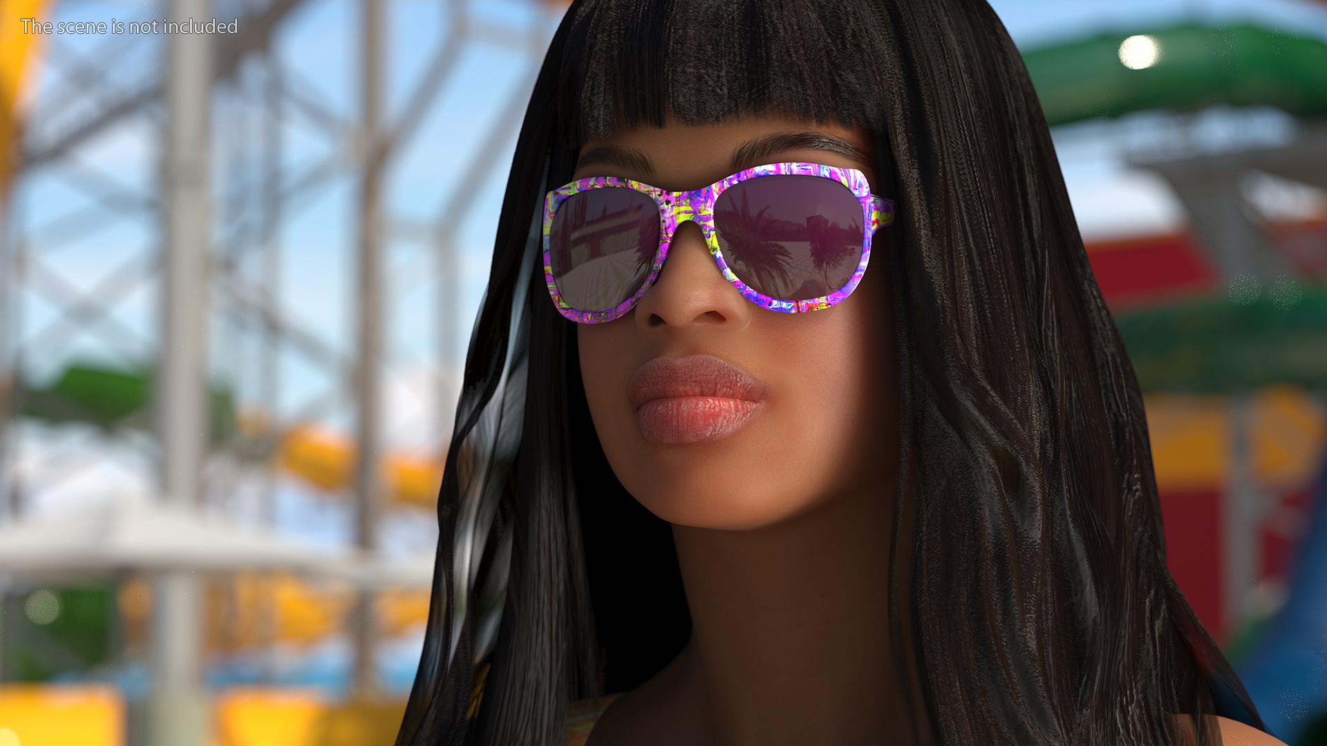 Beach Style Light Skin Young Black Woman Rigged 3D