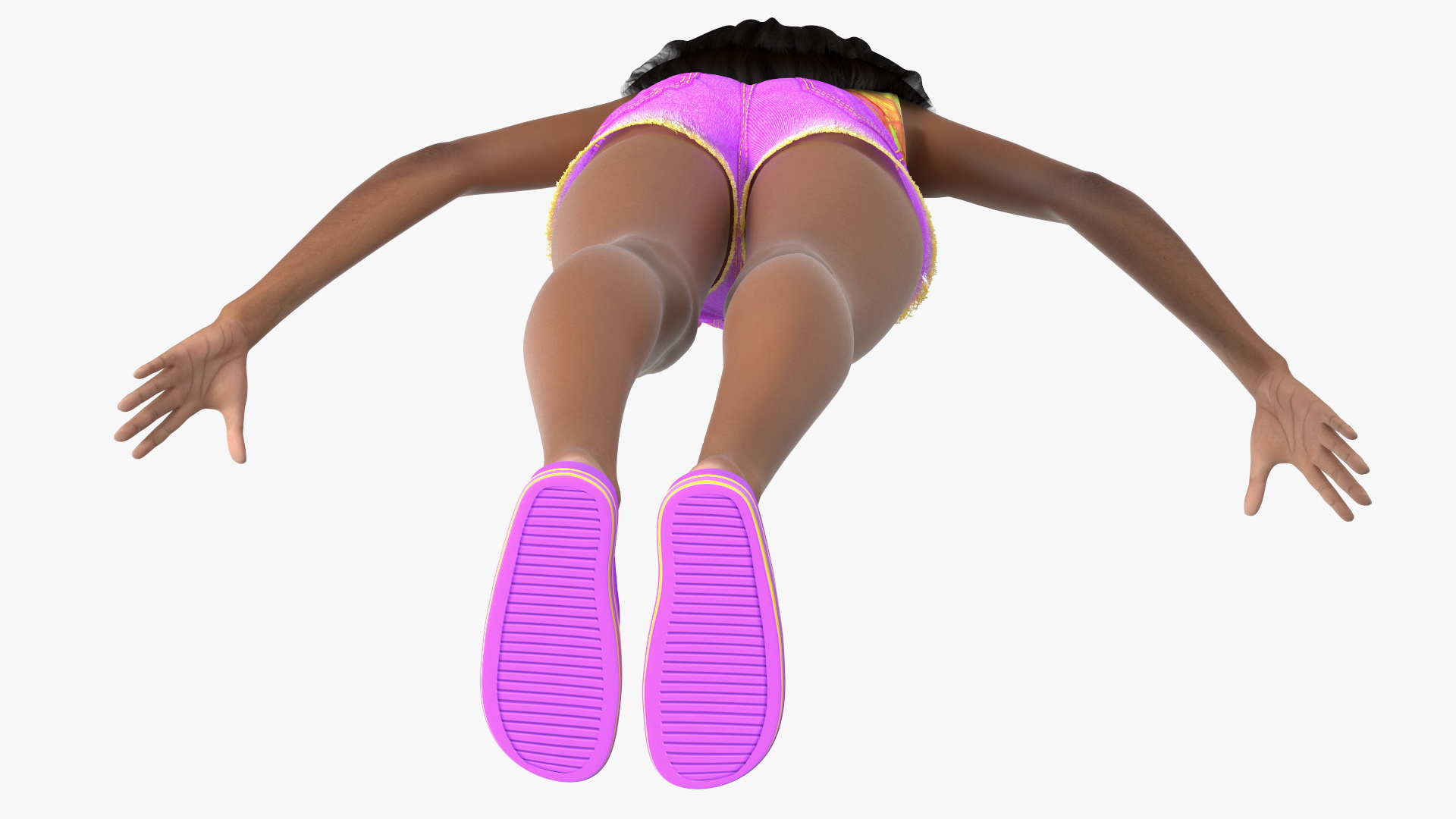 Beach Style Light Skin Young Black Woman Rigged 3D