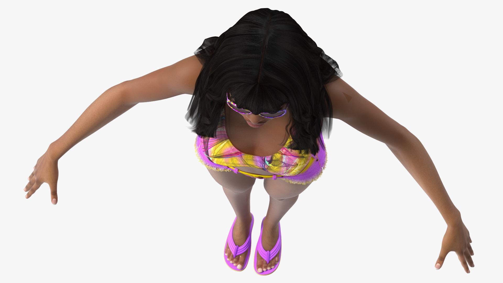 Beach Style Light Skin Young Black Woman Rigged 3D