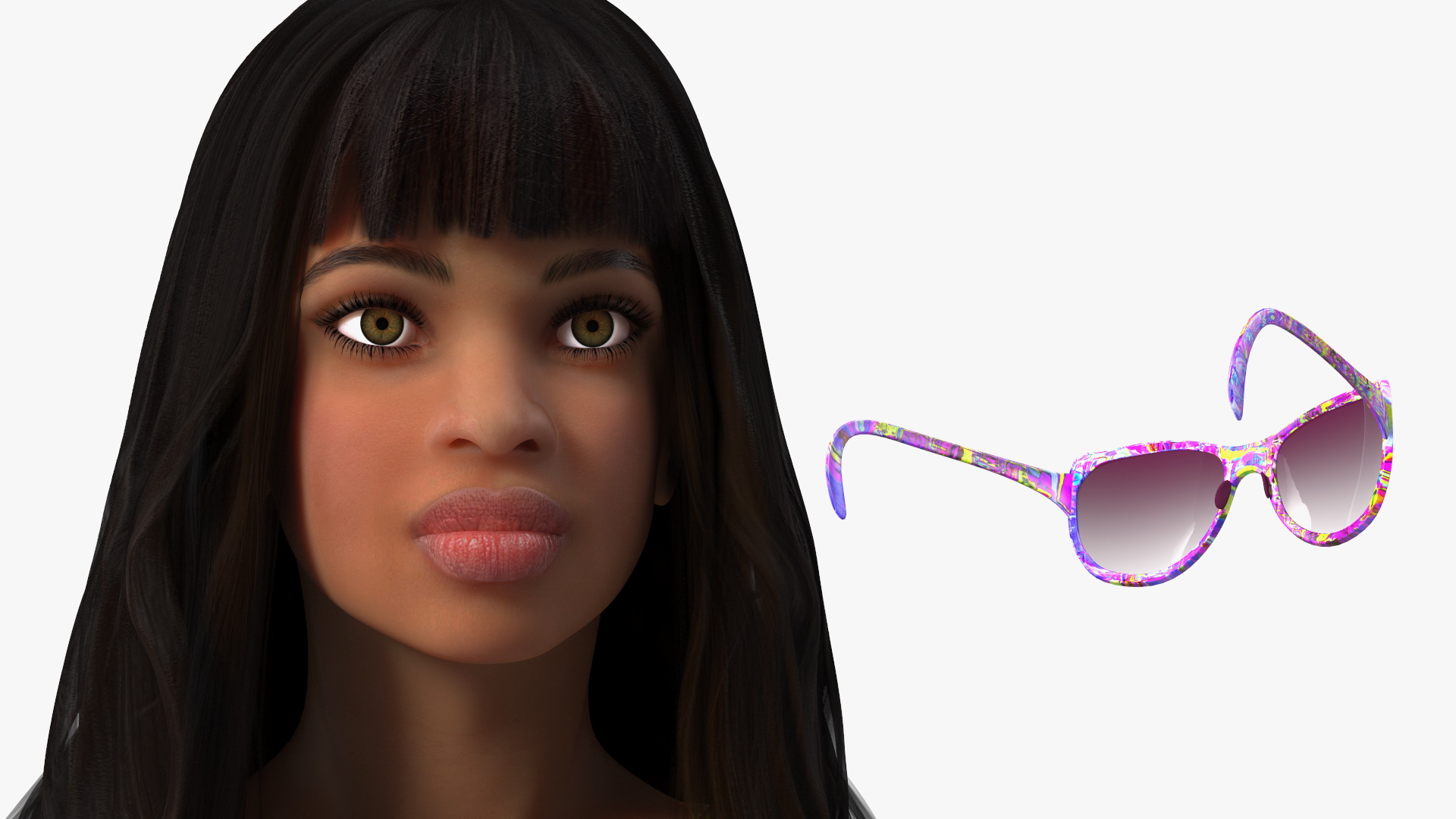 Beach Style Light Skin Young Black Woman Rigged 3D