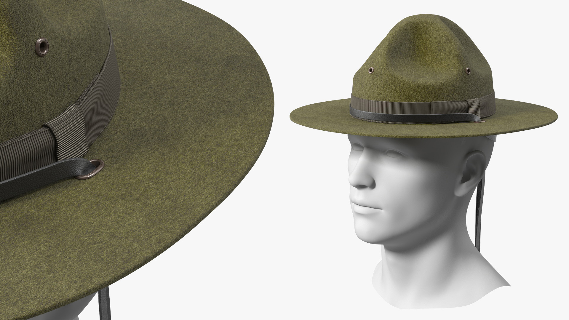 3D model Military Sergeant Cap Green on Mannequin